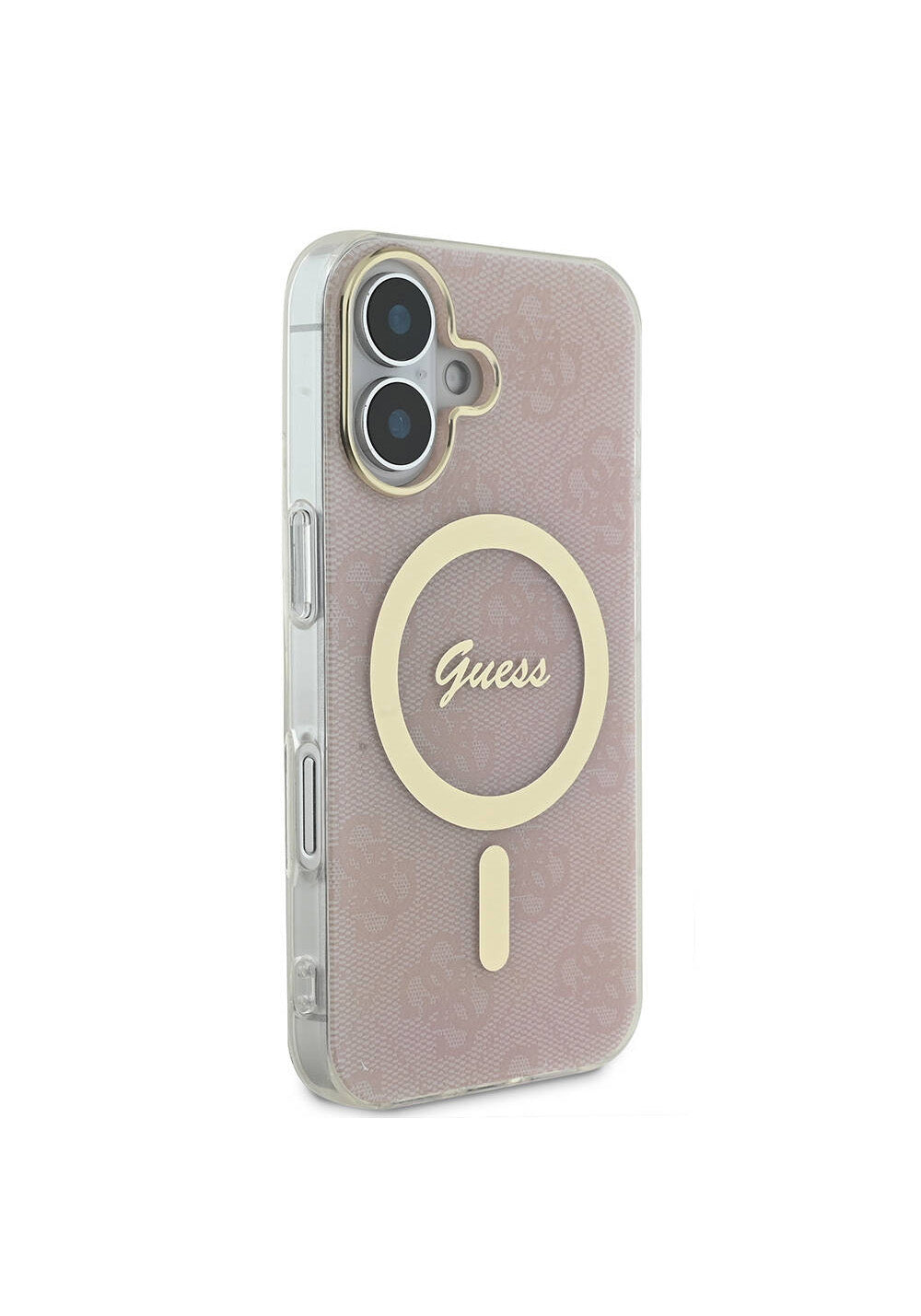 Apple iPhone 16 Kılıf Guess Orijinal Lisanslı Manyetik Şarj Uyumlu Yazı Logolu 4G Desenli Kapak