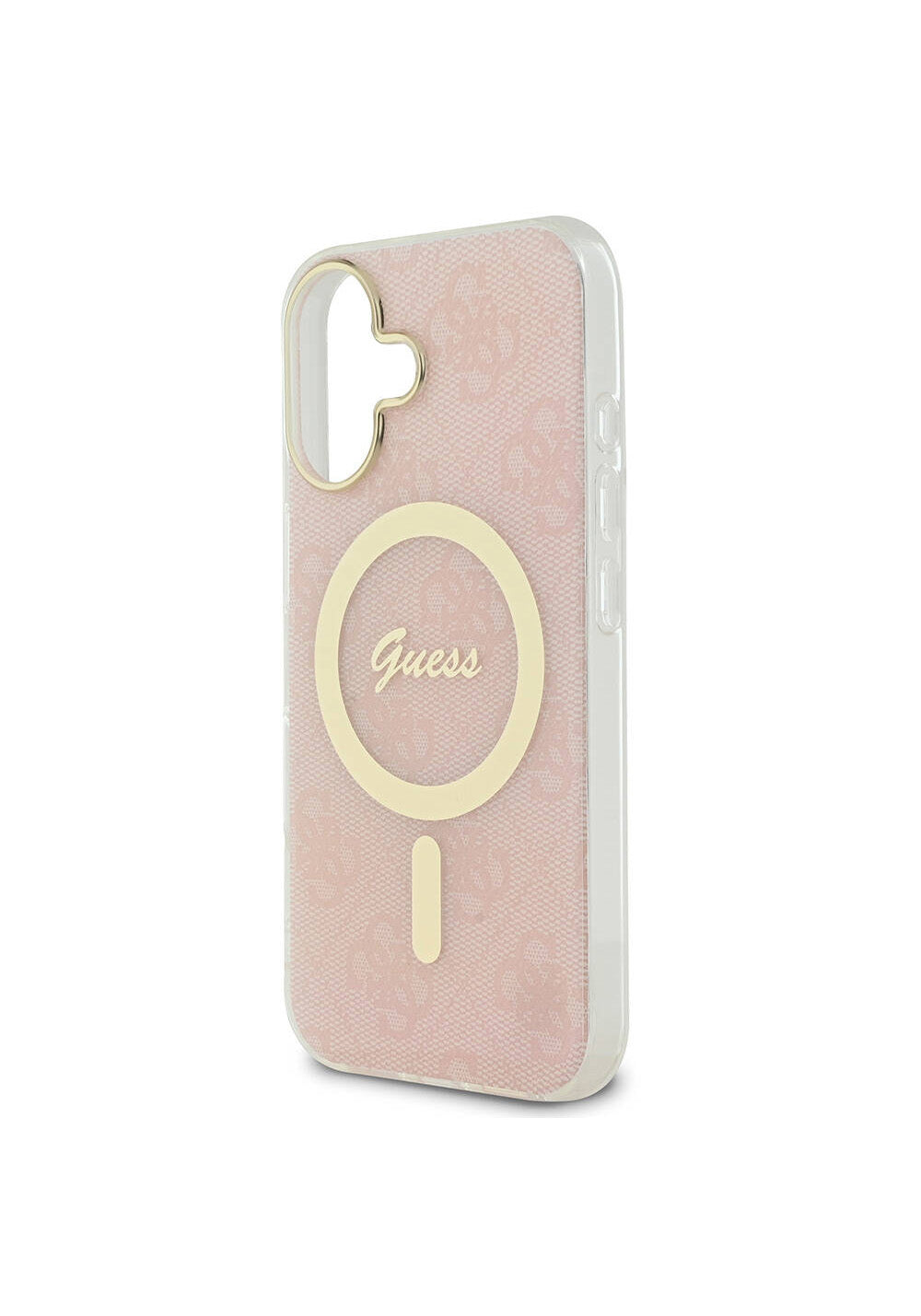 Apple iPhone 16 Kılıf Guess Orijinal Lisanslı Manyetik Şarj Uyumlu Yazı Logolu 4G Desenli Kapak