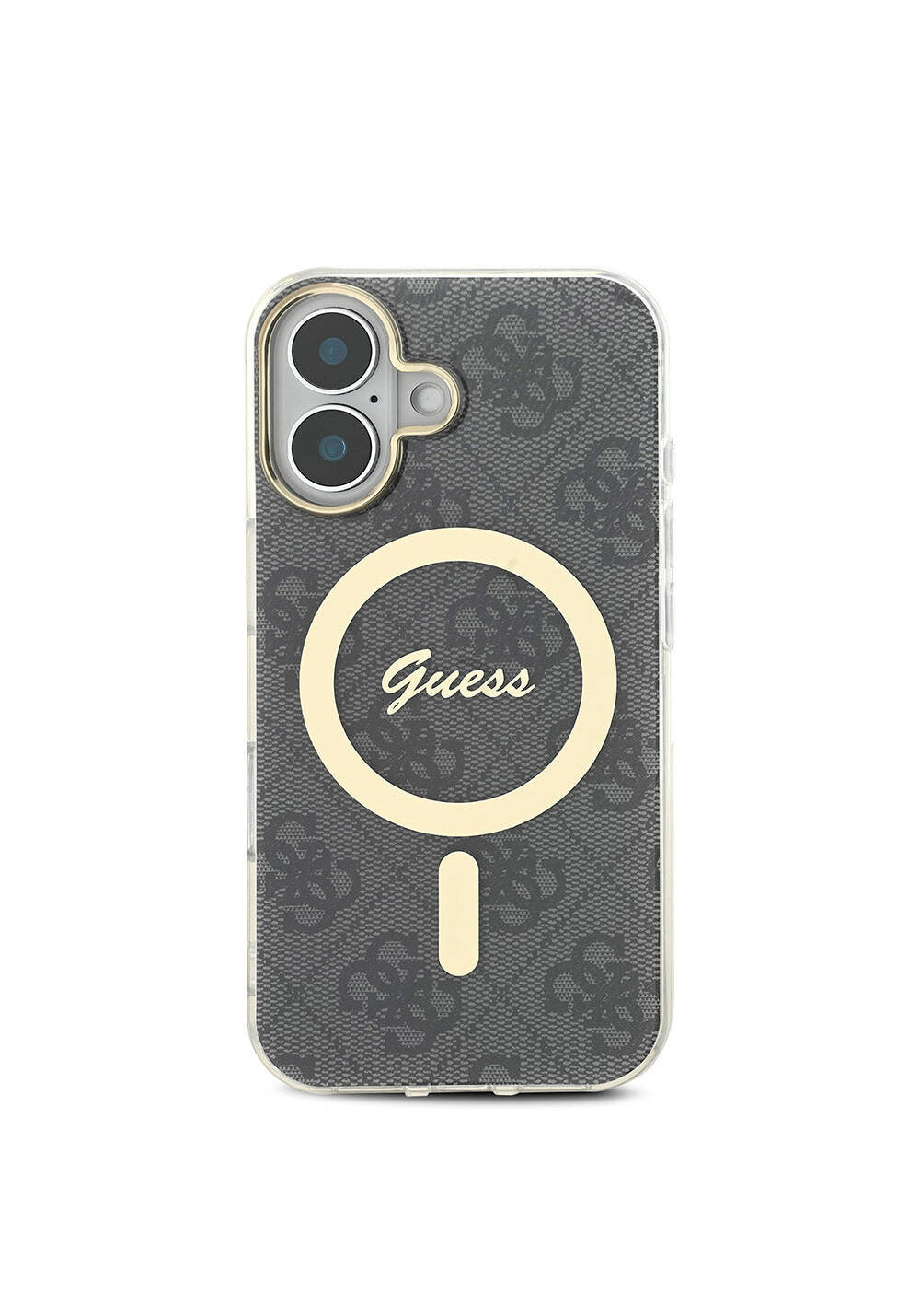 Apple iPhone 16 Kılıf Guess Orijinal Lisanslı Manyetik Şarj Uyumlu Yazı Logolu 4G Desenli Kapak