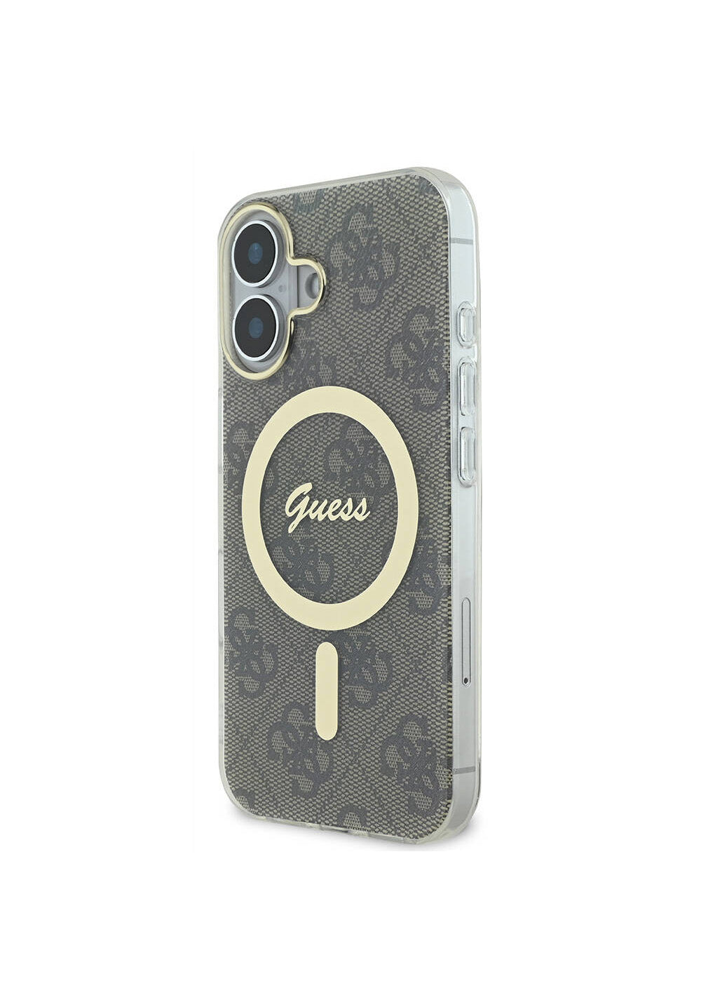 Apple iPhone 16 Plus Kılıf Guess Orijinal Lisanslı Manyetik Şarj Uyumlu Yazı Logolu 4G Desenli Kapak
