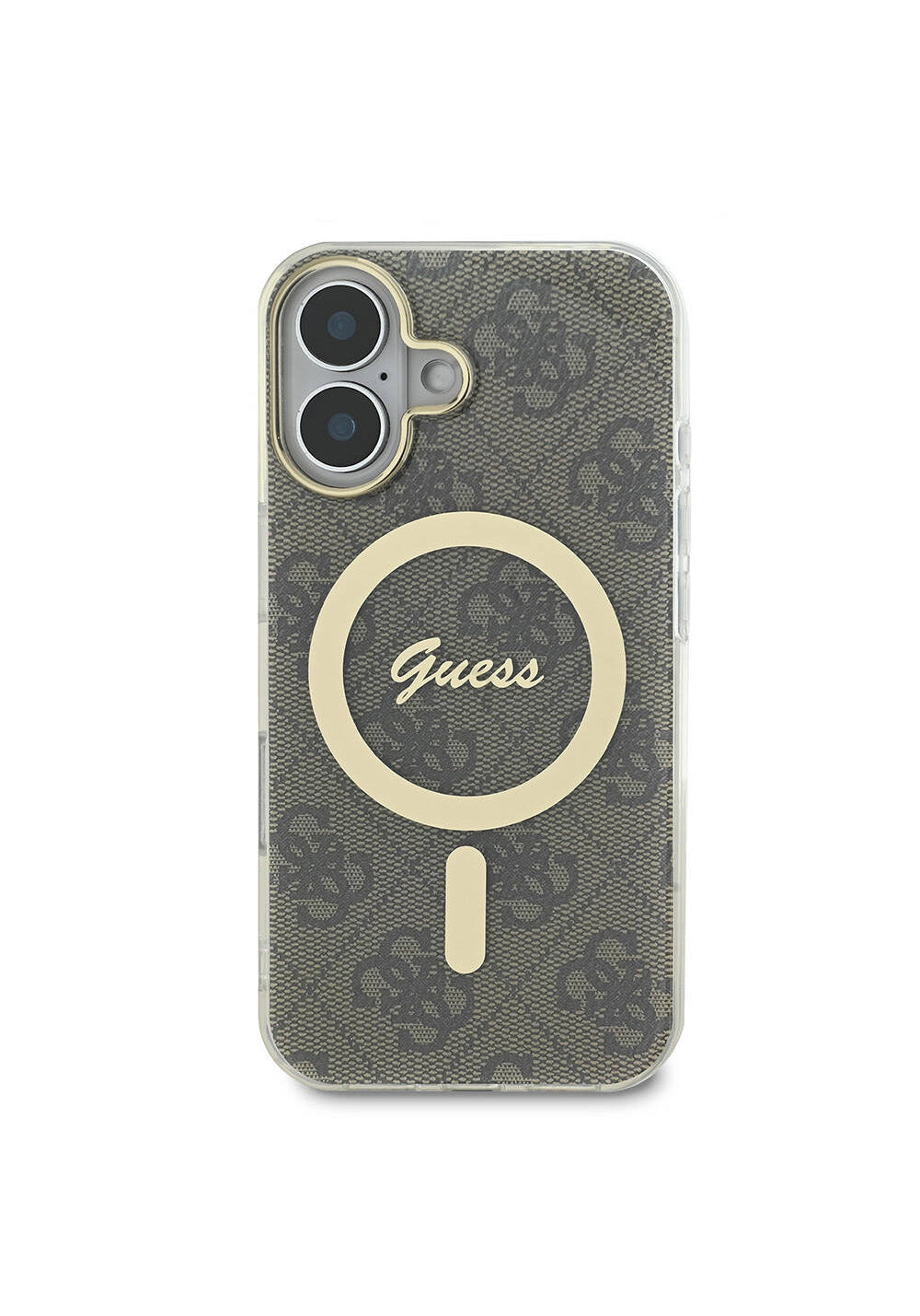 Apple iPhone 16 Plus Kılıf Guess Orijinal Lisanslı Manyetik Şarj Uyumlu Yazı Logolu 4G Desenli Kapak