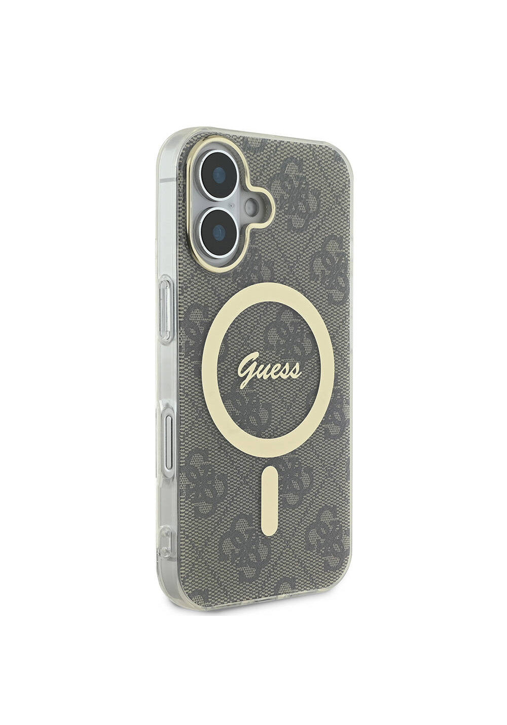 Apple iPhone 16 Plus Kılıf Guess Orijinal Lisanslı Manyetik Şarj Uyumlu Yazı Logolu 4G Desenli Kapak