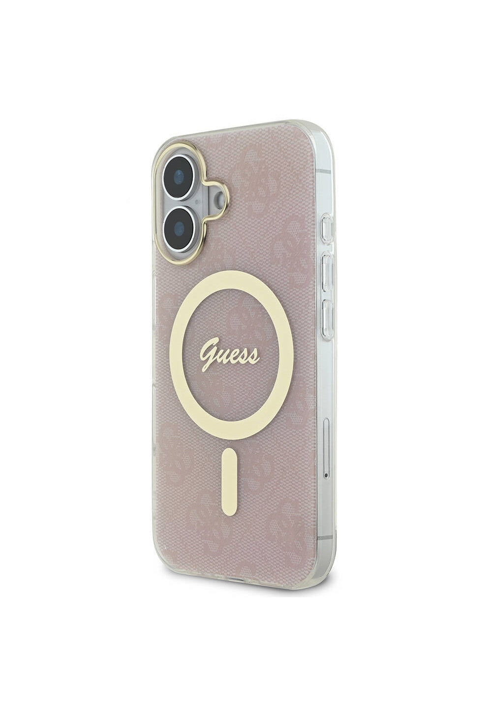 Apple iPhone 16 Plus Kılıf Guess Orijinal Lisanslı Manyetik Şarj Uyumlu Yazı Logolu 4G Desenli Kapak