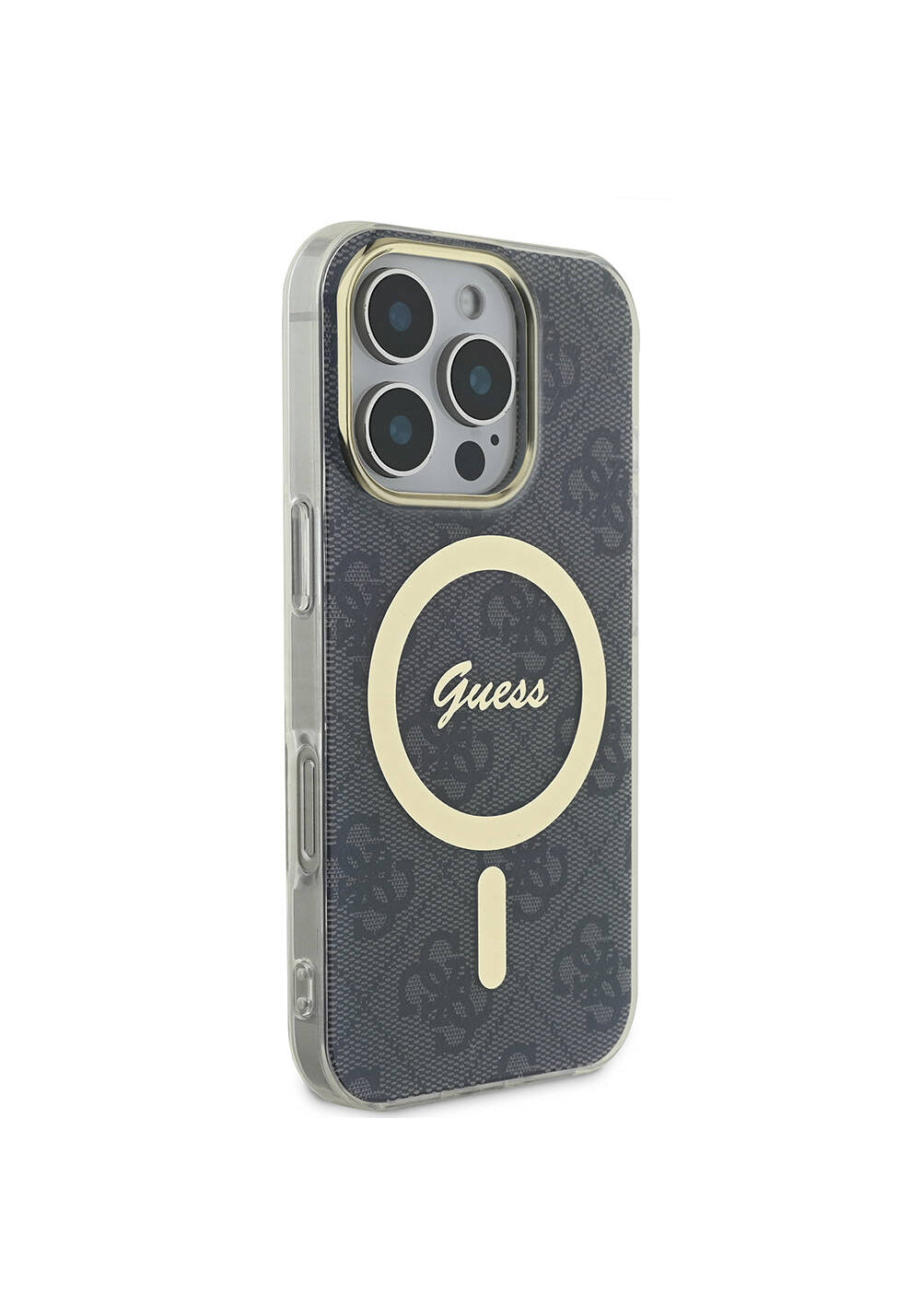 Apple iPhone 16 Pro Max Kılıf Guess Orijinal Lisanslı Manyetik Şarj Uyumlu Yazı Logolu 4G Desenli Kapak