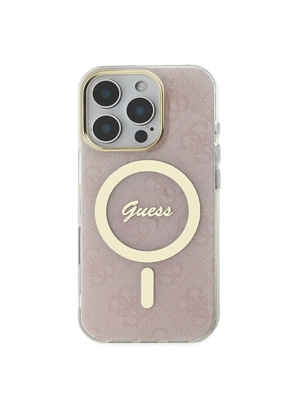 Apple iPhone 16 Pro Max Kılıf Guess Orijinal Lisanslı Manyetik Şarj Uyumlu Yazı Logolu 4G Desenli Kapak