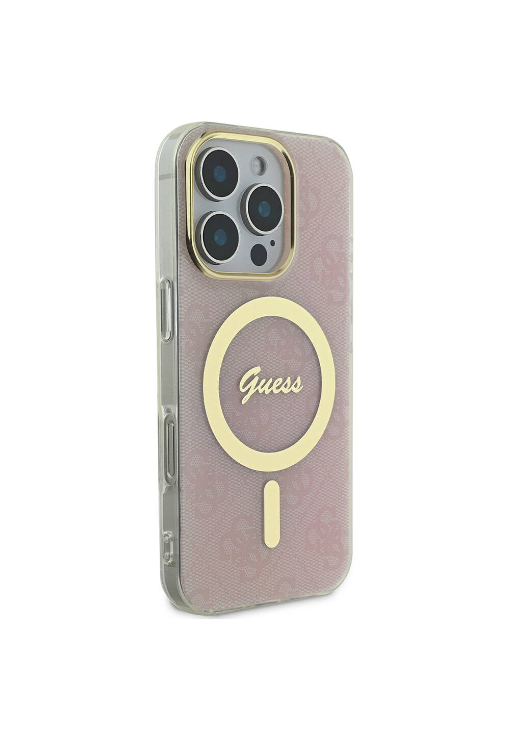 Apple iPhone 16 Pro Max Kılıf Guess Orijinal Lisanslı Manyetik Şarj Uyumlu Yazı Logolu 4G Desenli Kapak