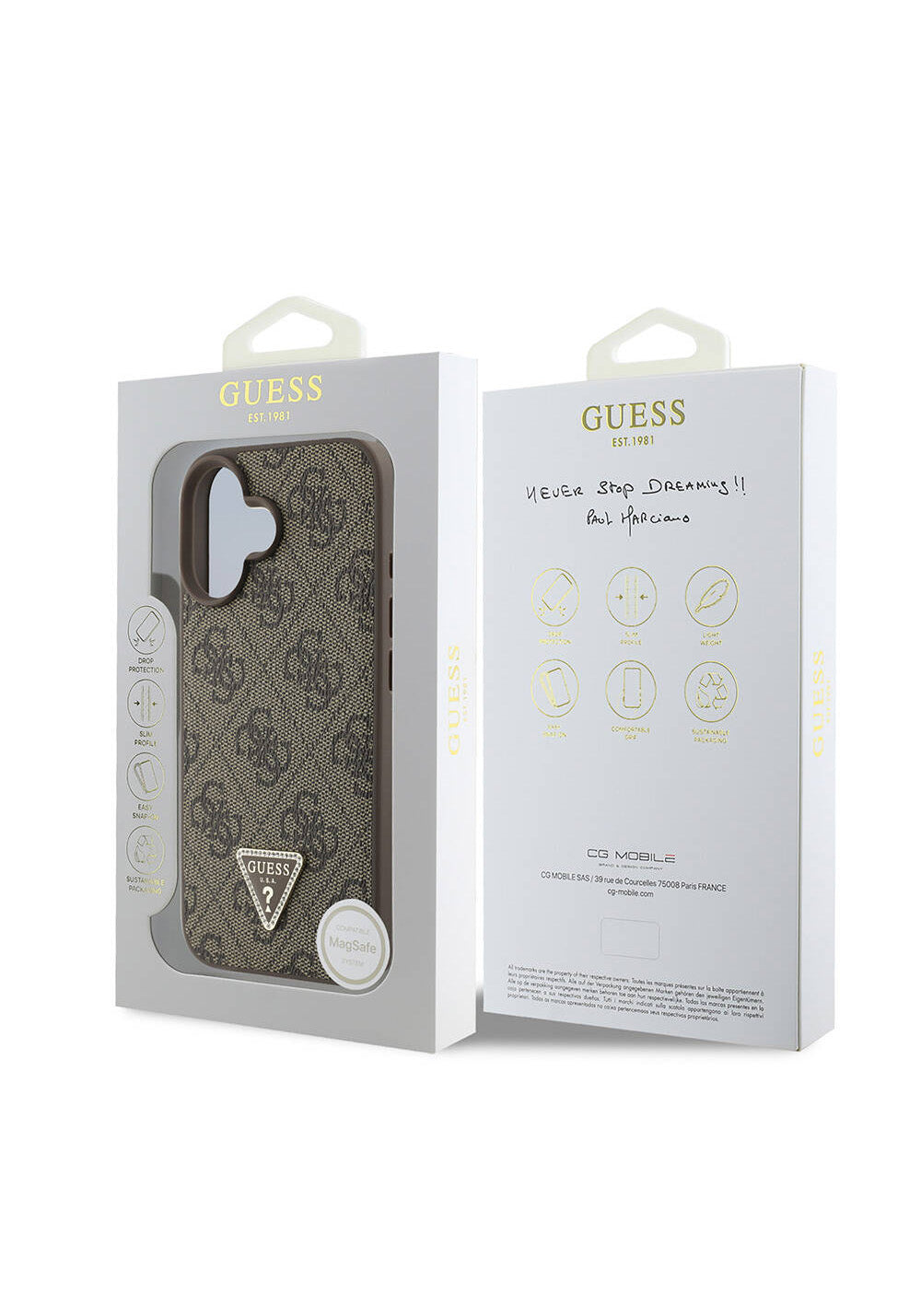 Apple iPhone 16 Kılıf Guess Orijinal Lisanslı Manyetik Şarj Uyumlu PU Deri 4G Desenli Taşlı Üçgen Logolu Kapak