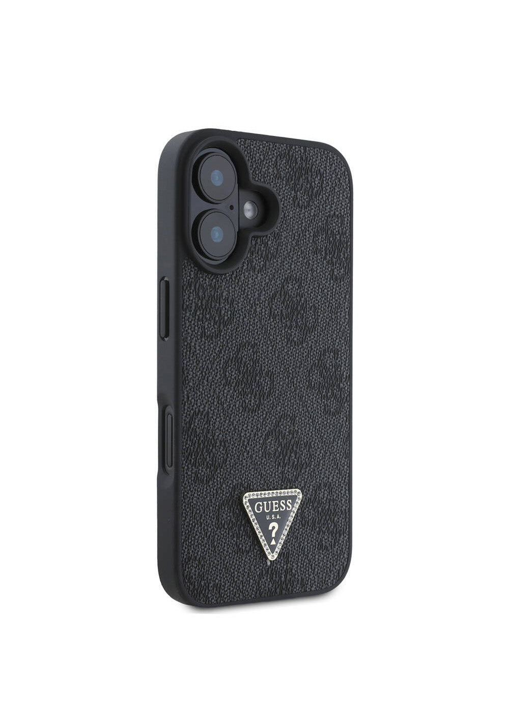 Apple iPhone 16 Kılıf Guess Orijinal Lisanslı Manyetik Şarj Uyumlu PU Deri 4G Desenli Taşlı Üçgen Logolu Kapak
