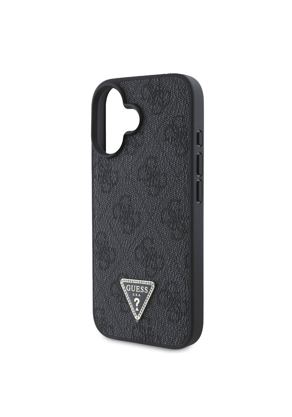 Apple iPhone 16 Kılıf Guess Orijinal Lisanslı Manyetik Şarj Uyumlu PU Deri 4G Desenli Taşlı Üçgen Logolu Kapak