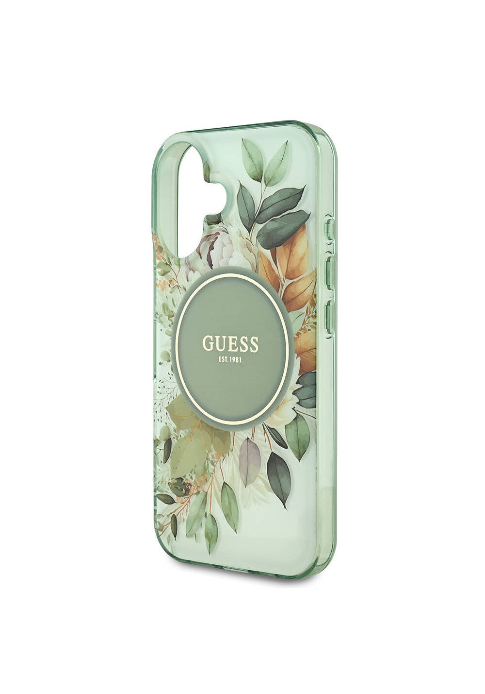 Apple iPhone 16 Kılıf Guess Orijinal Lisanslı Manyetik Şarj Uyumlu IML Baskılı Yazı Logolu Flower Tonal Circle Kapak