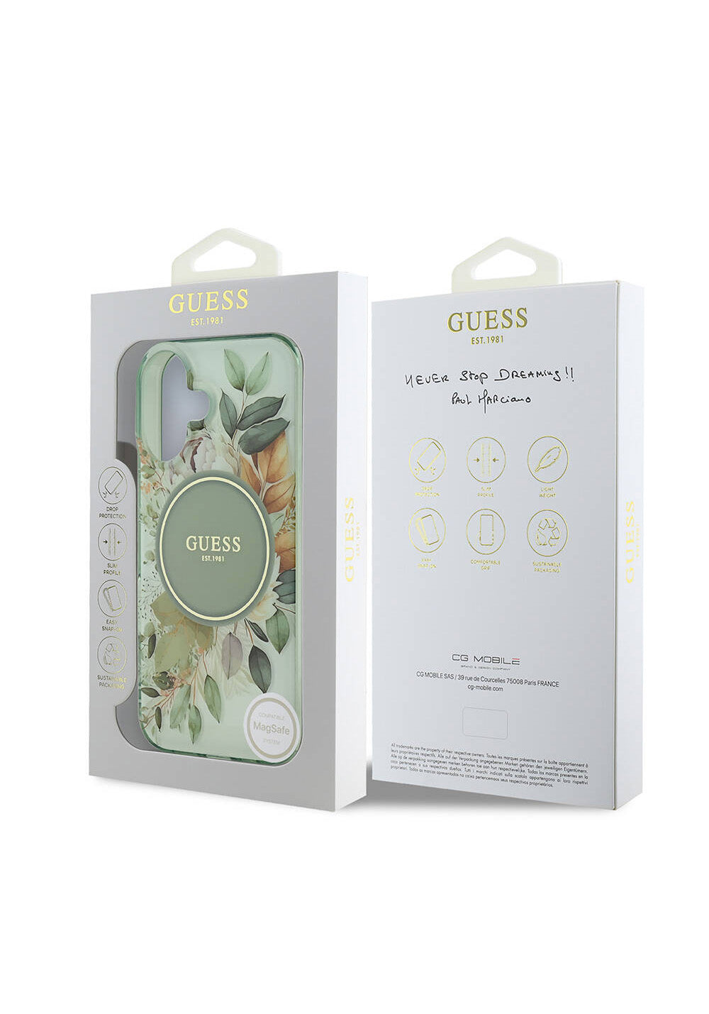 Apple iPhone 16 Kılıf Guess Orijinal Lisanslı Manyetik Şarj Uyumlu IML Baskılı Yazı Logolu Flower Tonal Circle Kapak