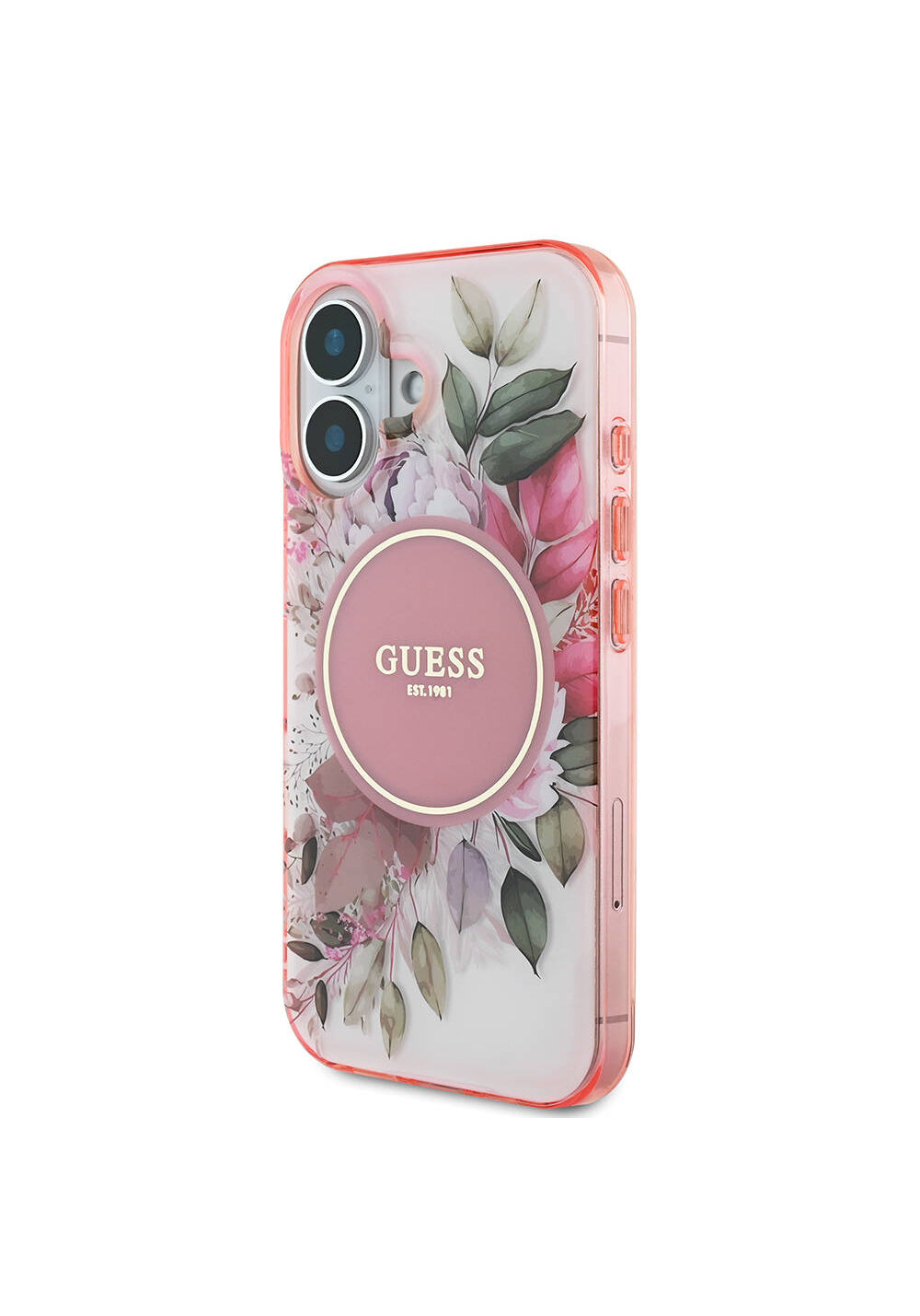 Apple iPhone 16 Plus Kılıf Guess Orijinal Lisanslı Manyetik Şarj Uyumlu IML Baskılı Yazı Logolu Flower Tonal Circle Kapak