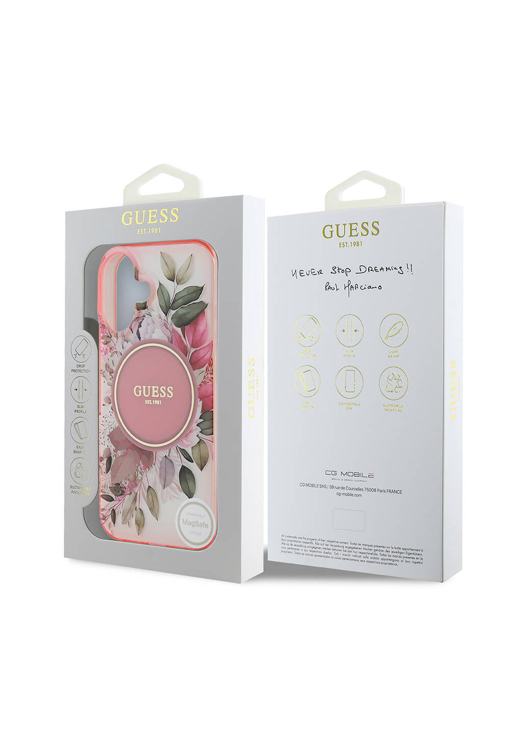Apple iPhone 16 Plus Kılıf Guess Orijinal Lisanslı Manyetik Şarj Uyumlu IML Baskılı Yazı Logolu Flower Tonal Circle Kapak