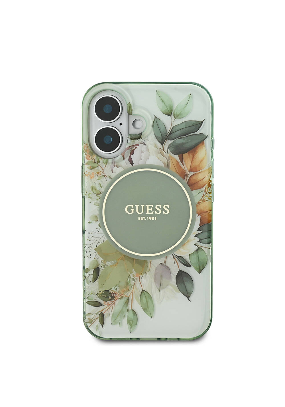 Apple iPhone 16 Plus Kılıf Guess Orijinal Lisanslı Manyetik Şarj Uyumlu IML Baskılı Yazı Logolu Flower Tonal Circle Kapak