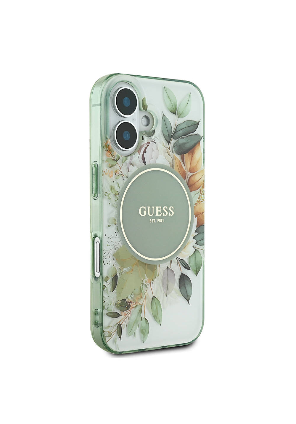 Apple iPhone 16 Plus Kılıf Guess Orijinal Lisanslı Manyetik Şarj Uyumlu IML Baskılı Yazı Logolu Flower Tonal Circle Kapak