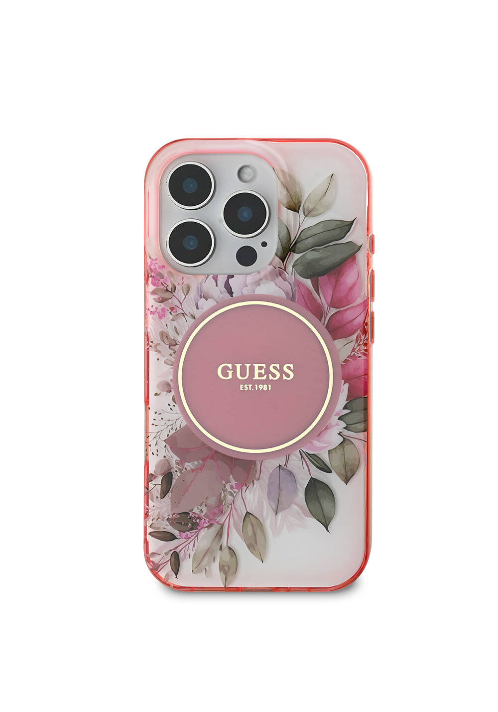 Apple iPhone 16 Pro Kılıf Guess Orijinal Lisanslı Manyetik Şarj Uyumlu Flower Tonal Circle Kapak