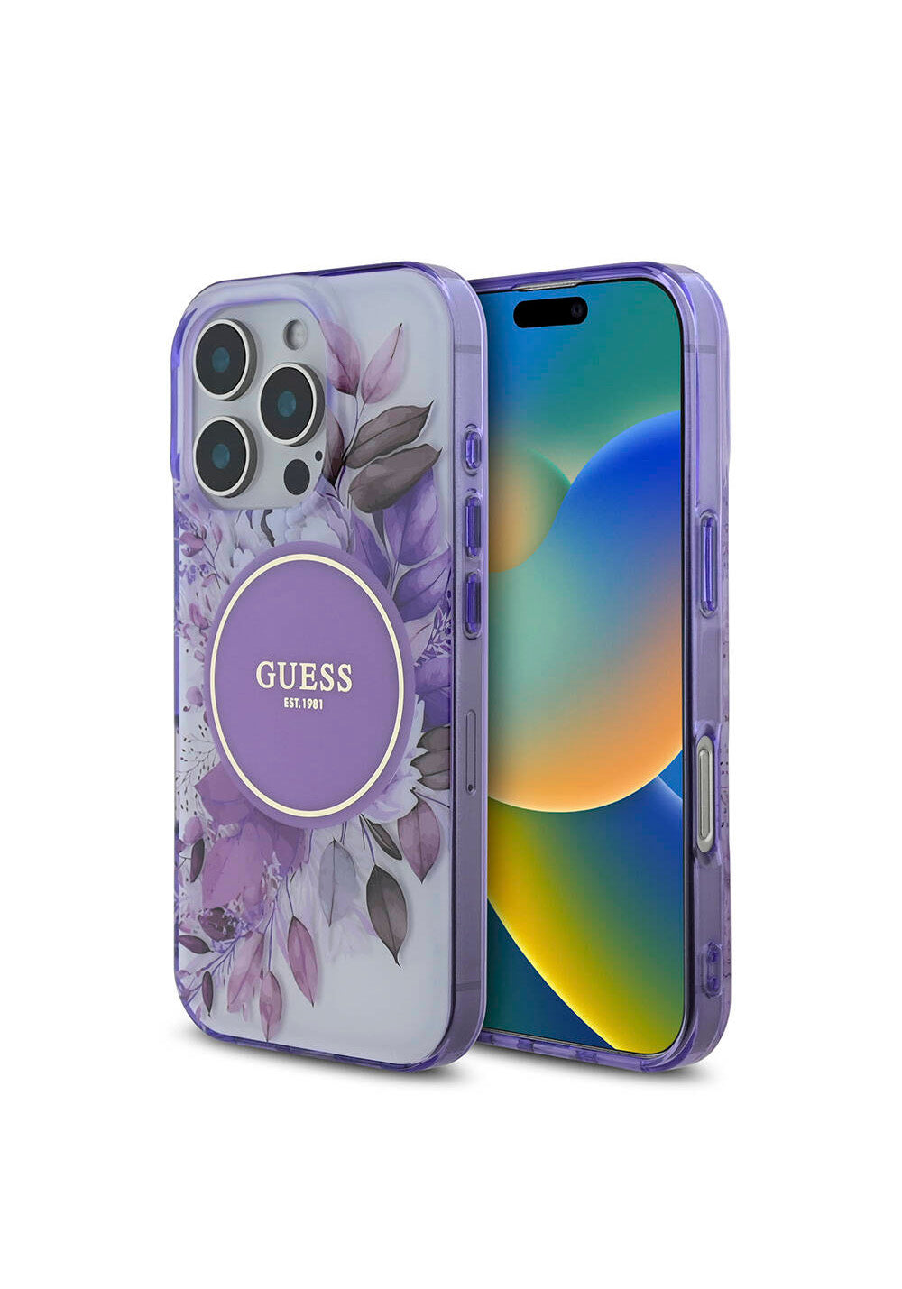 Apple iPhone 16 Pro Max Kılıf Guess Orijinal Lisanslı Manyetik Şarj Uyumlu Flower Tonal Circle Kapak