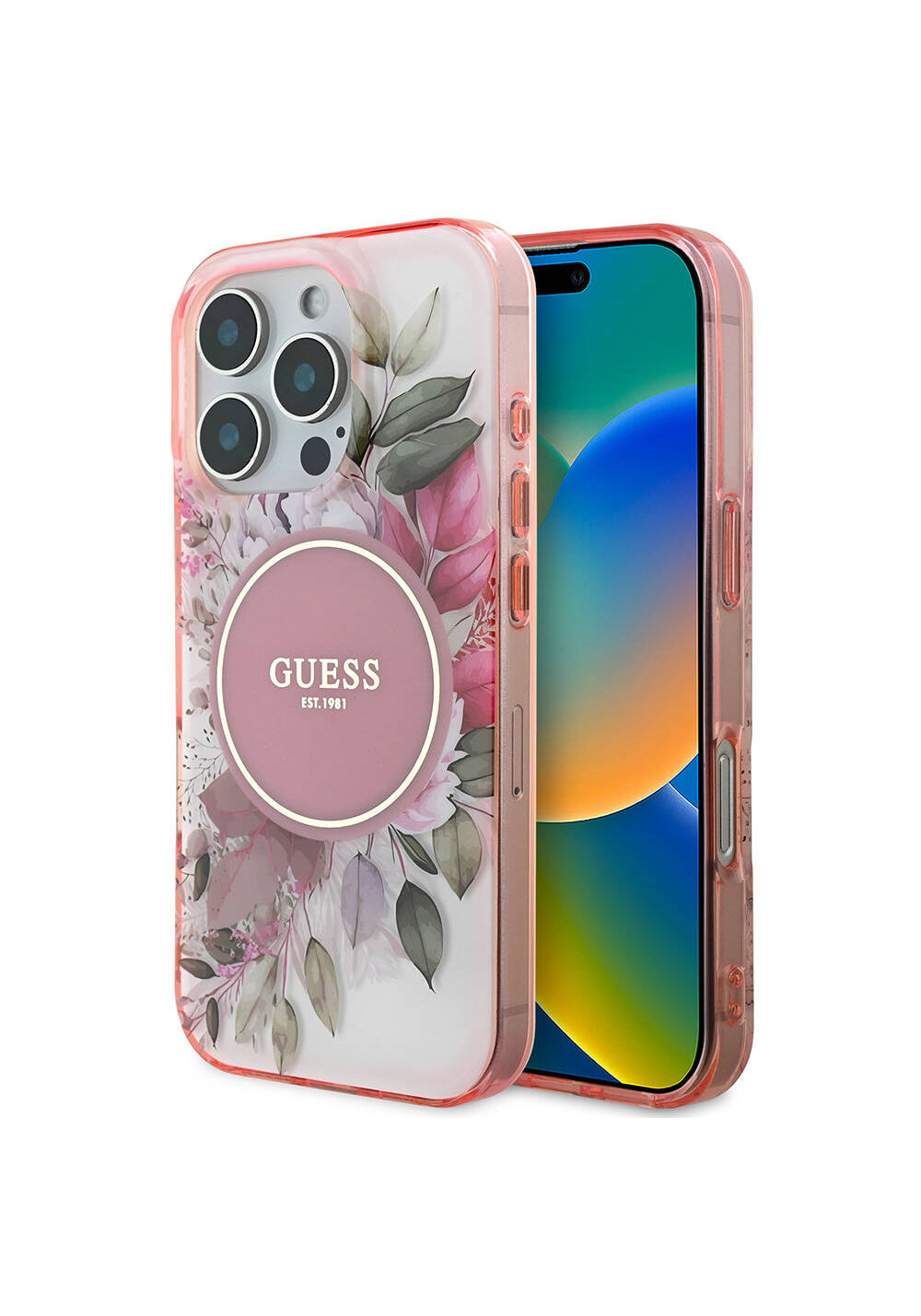Apple iPhone 16 Pro Max Kılıf Guess Orijinal Lisanslı Manyetik Şarj Uyumlu Flower Tonal Circle Kapak