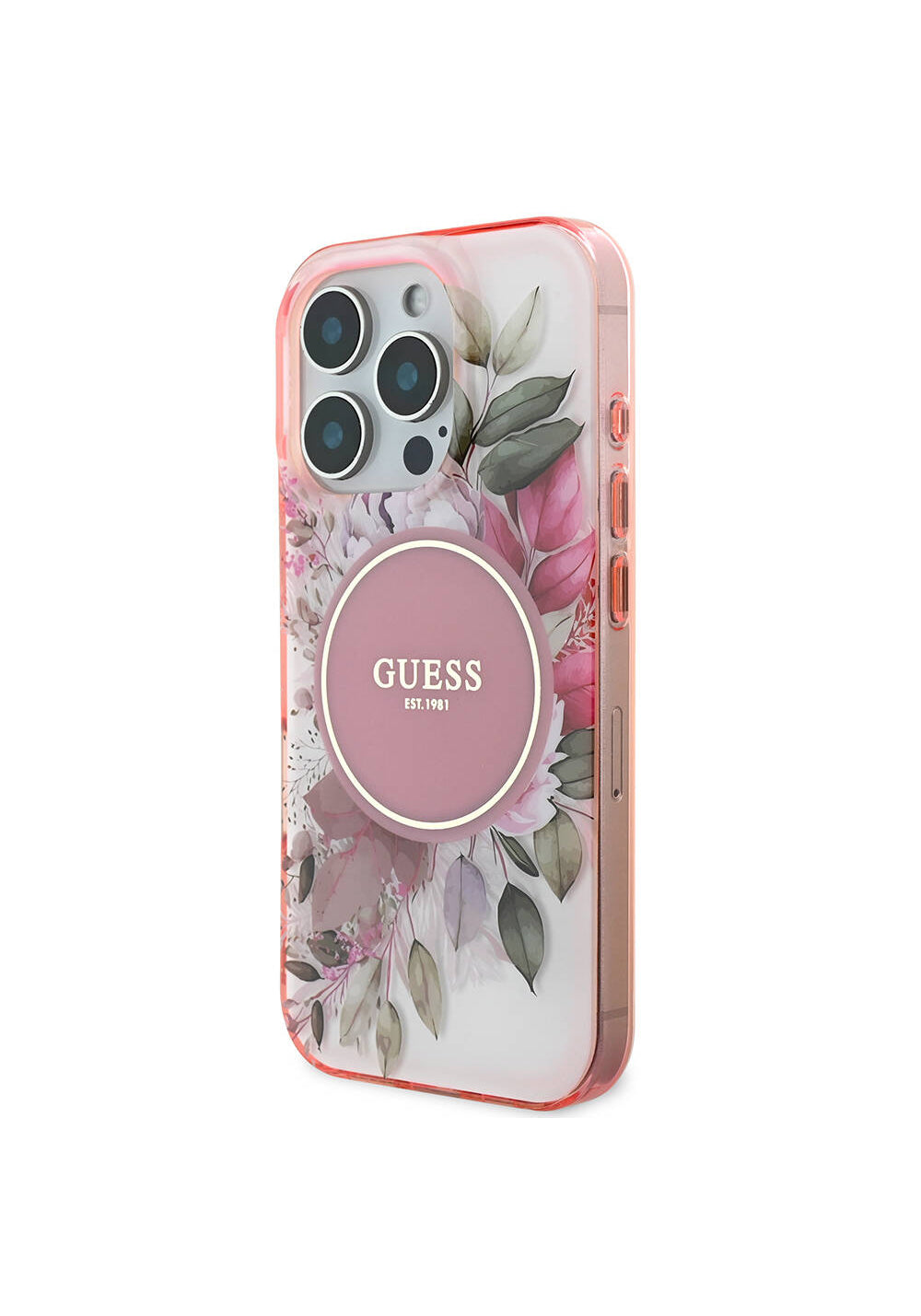 Apple iPhone 16 Pro Max Kılıf Guess Orijinal Lisanslı Manyetik Şarj Uyumlu Flower Tonal Circle Kapak
