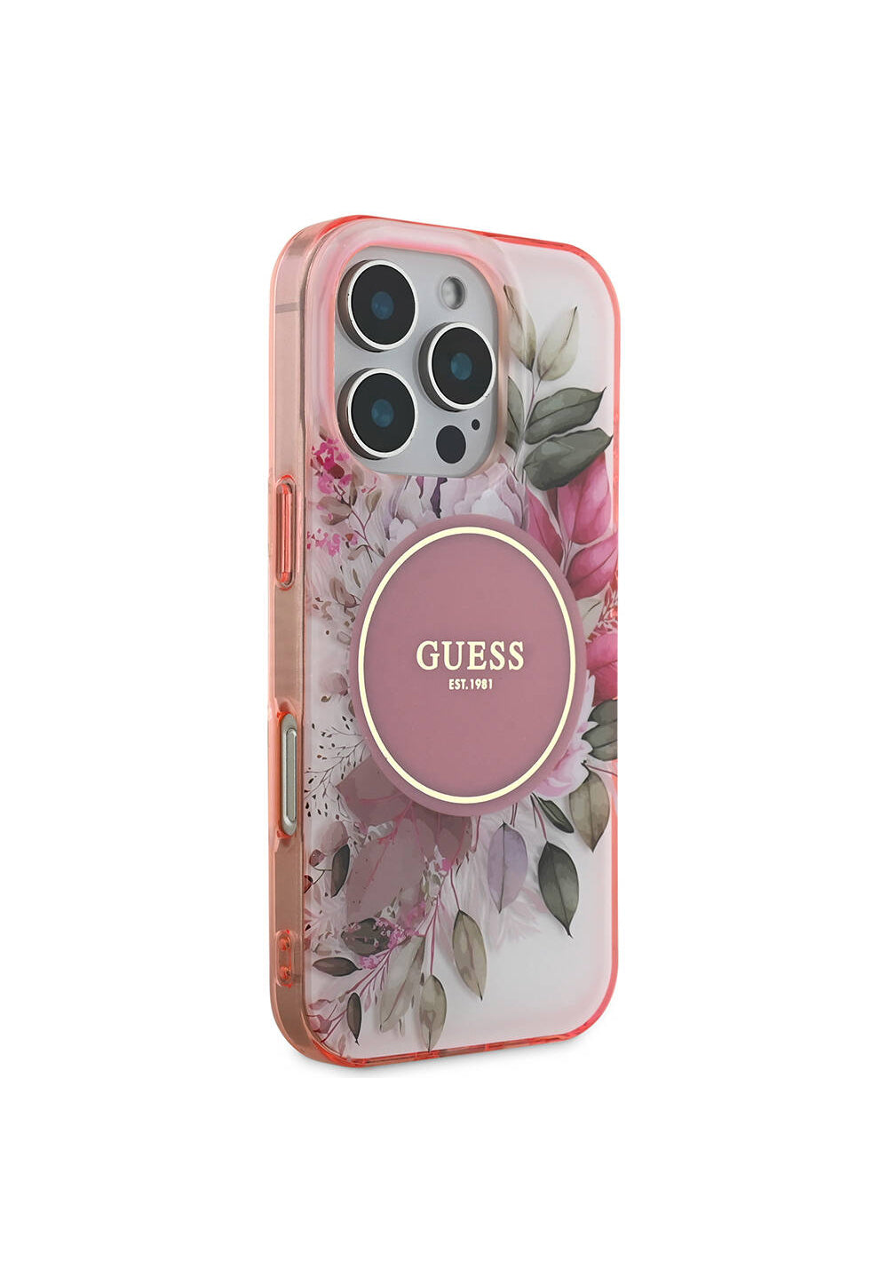 Apple iPhone 16 Pro Max Kılıf Guess Orijinal Lisanslı Manyetik Şarj Uyumlu Flower Tonal Circle Kapak