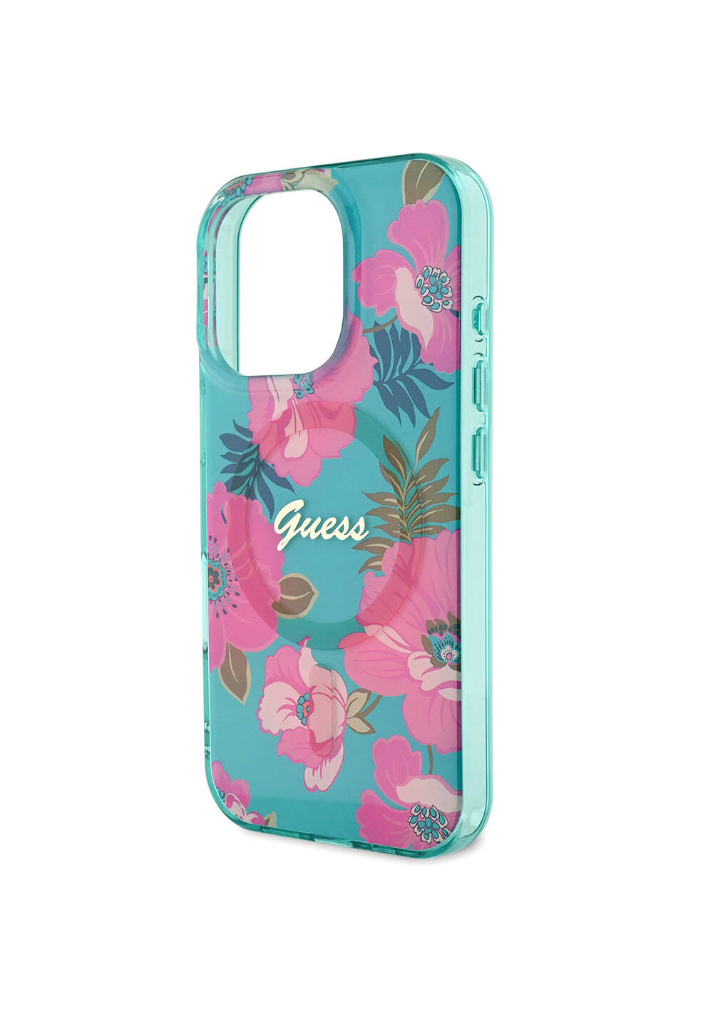 Apple iPhone 16 Pro Kılıf Guess Orijinal Lisanslı Manyetik Şarj Uyumlu Flower Tone On Tone Ring Kapak