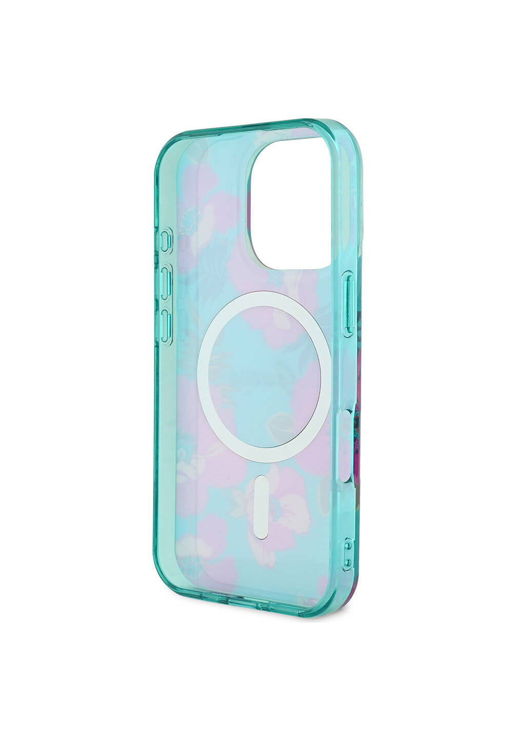Apple iPhone 16 Pro Kılıf Guess Orijinal Lisanslı Manyetik Şarj Uyumlu Flower Tone On Tone Ring Kapak