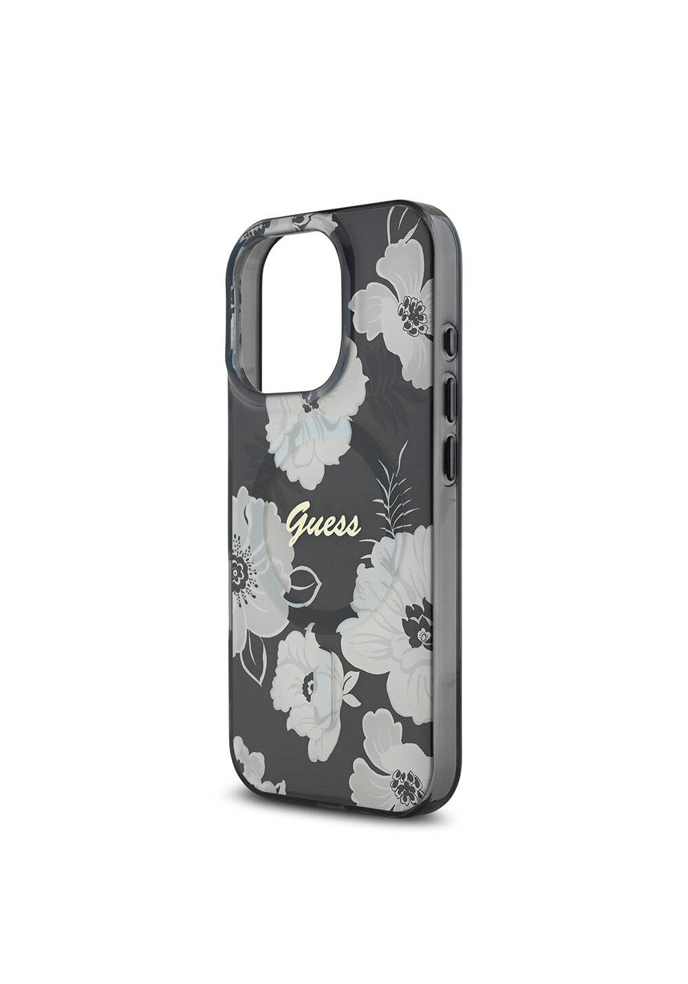 Apple iPhone 16 Pro Kılıf Guess Orijinal Lisanslı Manyetik Şarj Uyumlu Flower Tone On Tone Ring Kapak