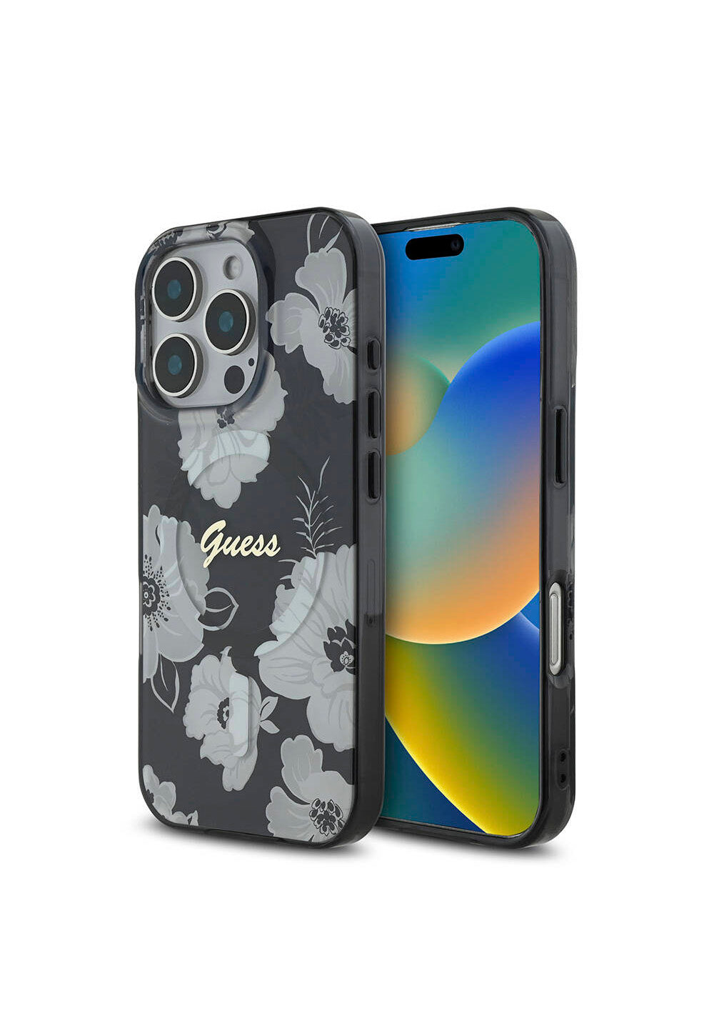 Apple iPhone 16 Pro Max Kılıf Guess Orijinal Lisanslı Manyetik Şarj Uyumlu Flower Tone On Tone Ring Kapak