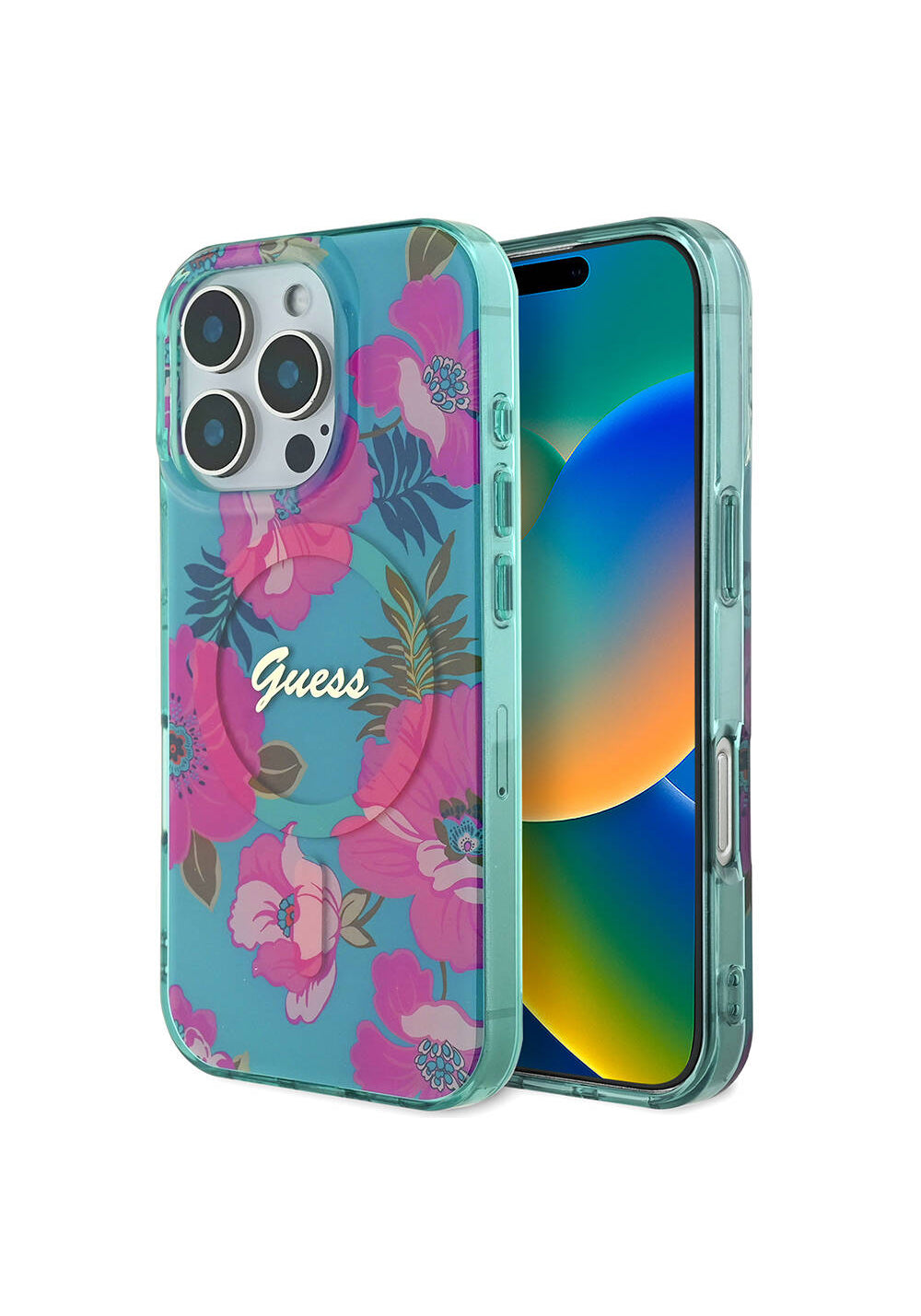 Apple iPhone 16 Pro Max Kılıf Guess Orijinal Lisanslı Manyetik Şarj Uyumlu Flower Tone On Tone Ring Kapak