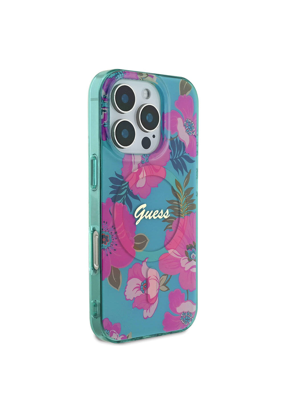 Apple iPhone 16 Pro Max Kılıf Guess Orijinal Lisanslı Manyetik Şarj Uyumlu Flower Tone On Tone Ring Kapak