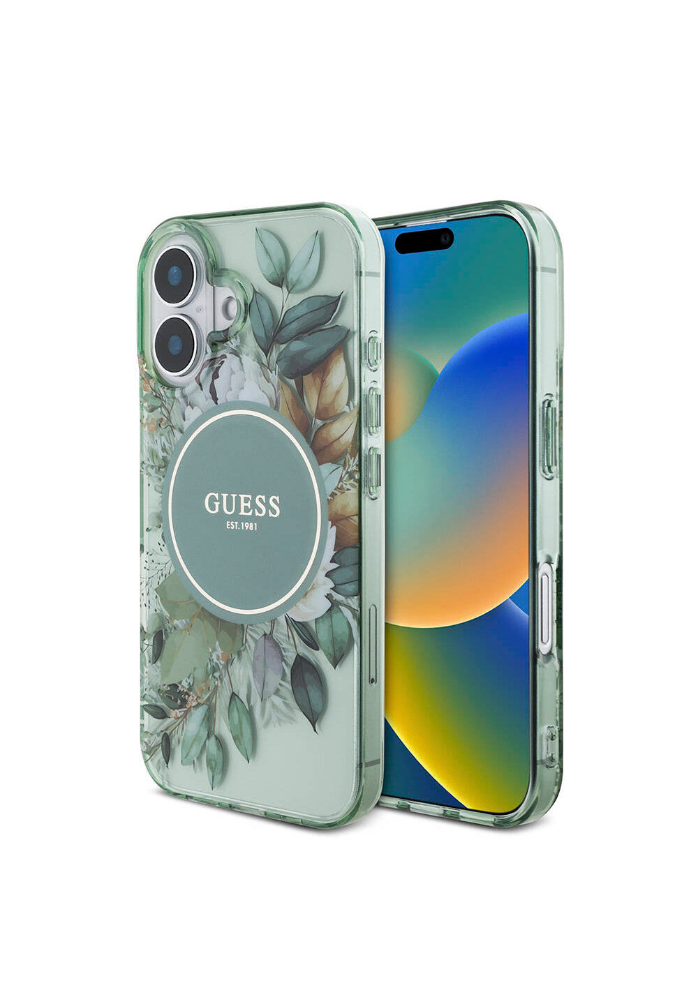 Apple iPhone 16 Plus Kılıf Guess Orijinal Lisanslı Manyetik Şarj Uyumlu IML Baskılı Çiçek İnci Bileklikli Kapak