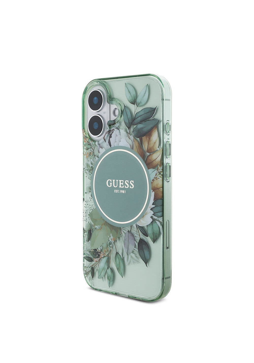 Apple iPhone 16 Plus Kılıf Guess Orijinal Lisanslı Manyetik Şarj Uyumlu IML Baskılı Çiçek İnci Bileklikli Kapak