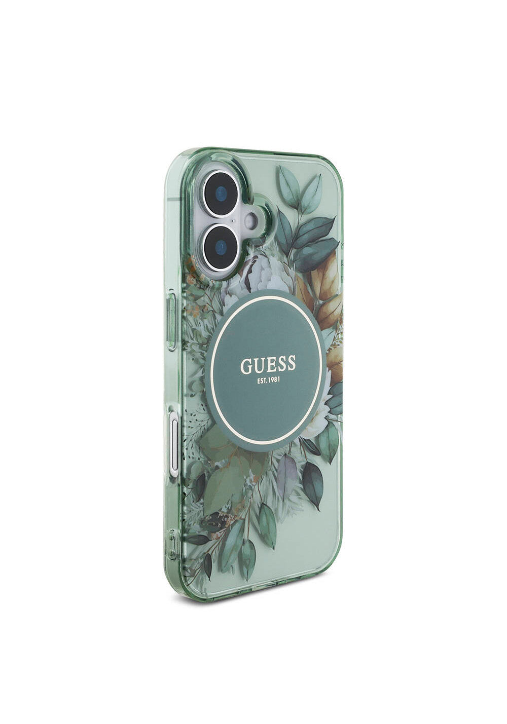 Apple iPhone 16 Plus Kılıf Guess Orijinal Lisanslı Manyetik Şarj Uyumlu IML Baskılı Çiçek İnci Bileklikli Kapak