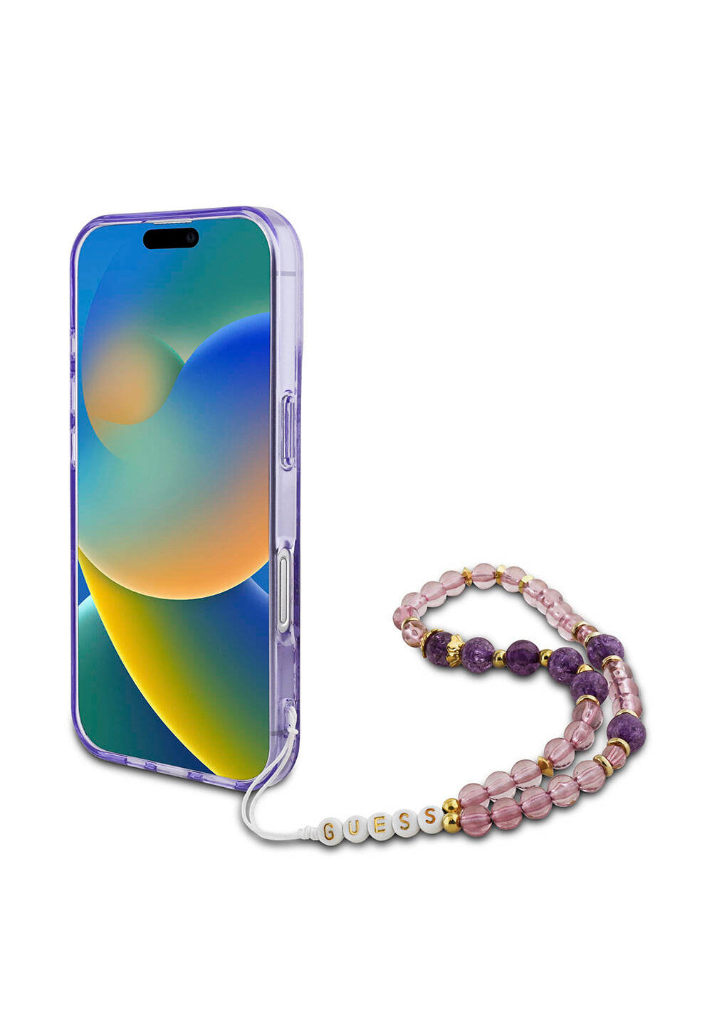 Apple iPhone 16 Plus Kılıf Guess Orijinal Lisanslı Manyetik Şarj Uyumlu IML Baskılı Çiçek İnci Bileklikli Kapak