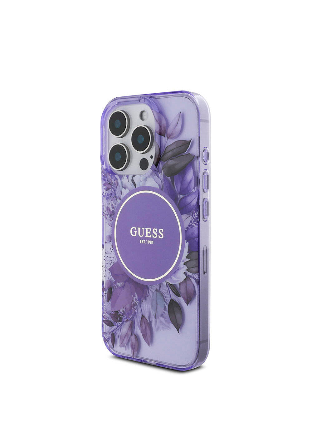 Apple iPhone 16 Pro Kılıf Guess Orijinal Lisanslı Manyetik Şarj Uyumlu IML Baskılı Çiçek İnci Bileklikli Kapak
