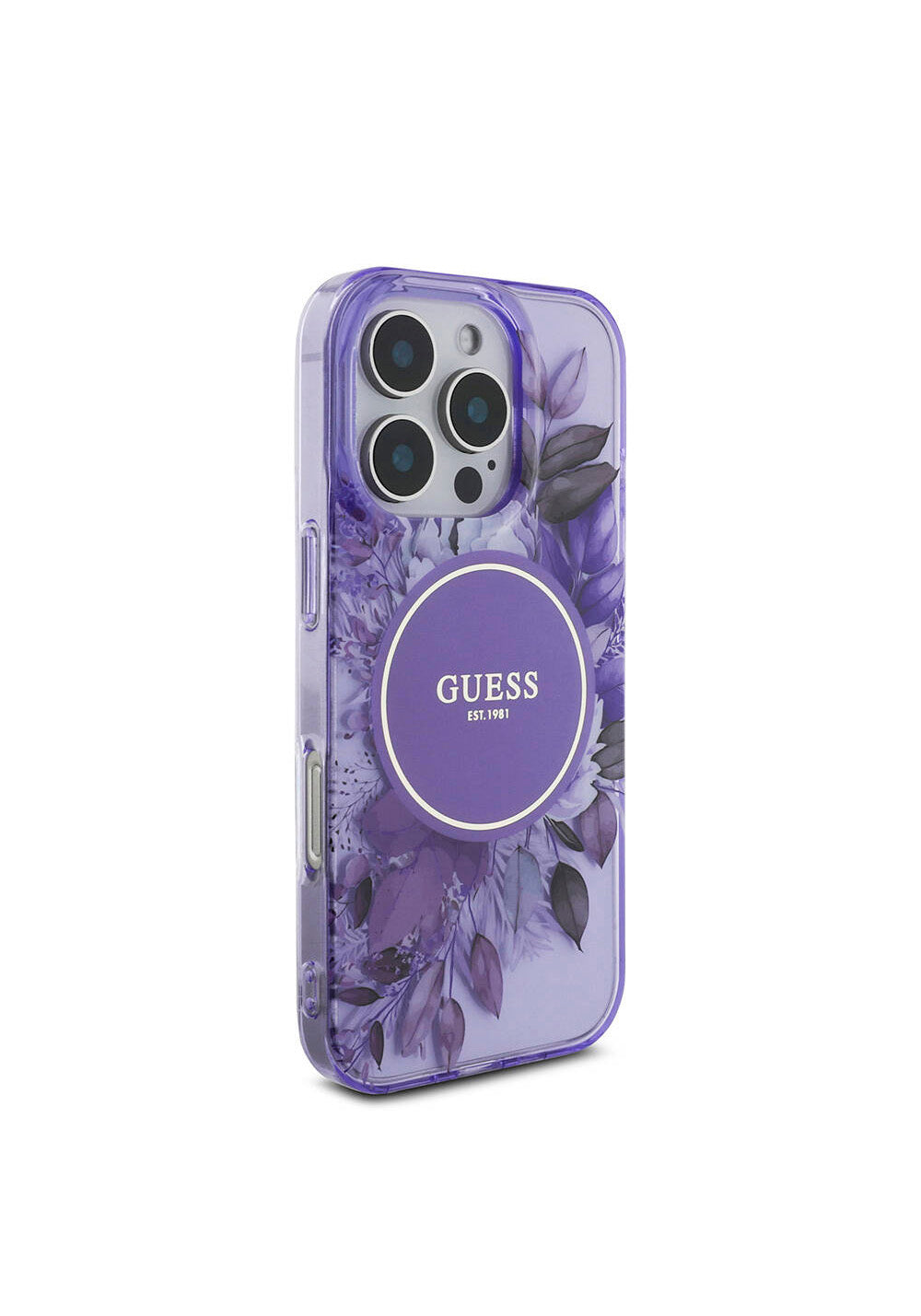 Apple iPhone 16 Pro Max Kılıf Guess Orijinal Lisanslı Manyetik Şarj Uyumlu IML Baskılı Çiçek İnci Bileklikli Kapak