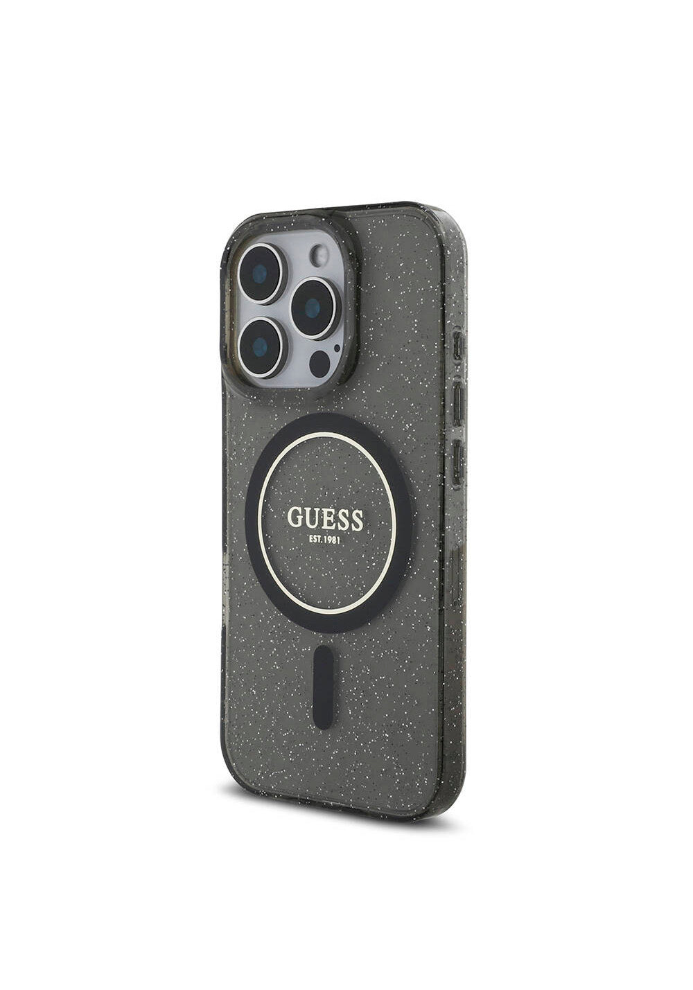 Apple iPhone 16 Pro Max Kılıf Guess Orijinal Lisanslı Manyetik Şarj Uyumlu Simli Silikon İnci Bileklikli Kapak
