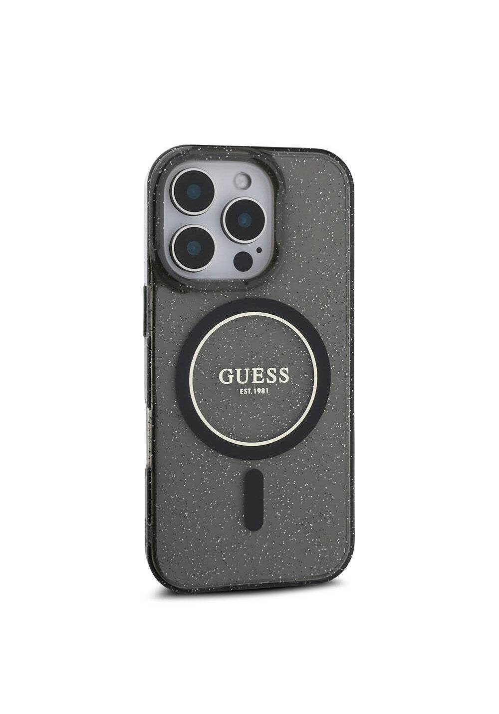 Apple iPhone 16 Pro Max Kılıf Guess Orijinal Lisanslı Manyetik Şarj Uyumlu Simli Silikon İnci Bileklikli Kapak