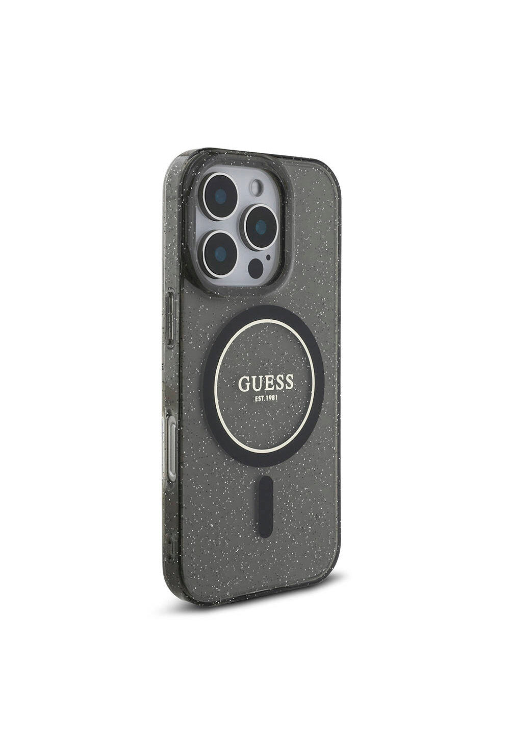 Apple iPhone 16 Pro Max Kılıf Guess Orijinal Lisanslı Manyetik Şarj Uyumlu Simli Silikon İnci Bileklikli Kapak