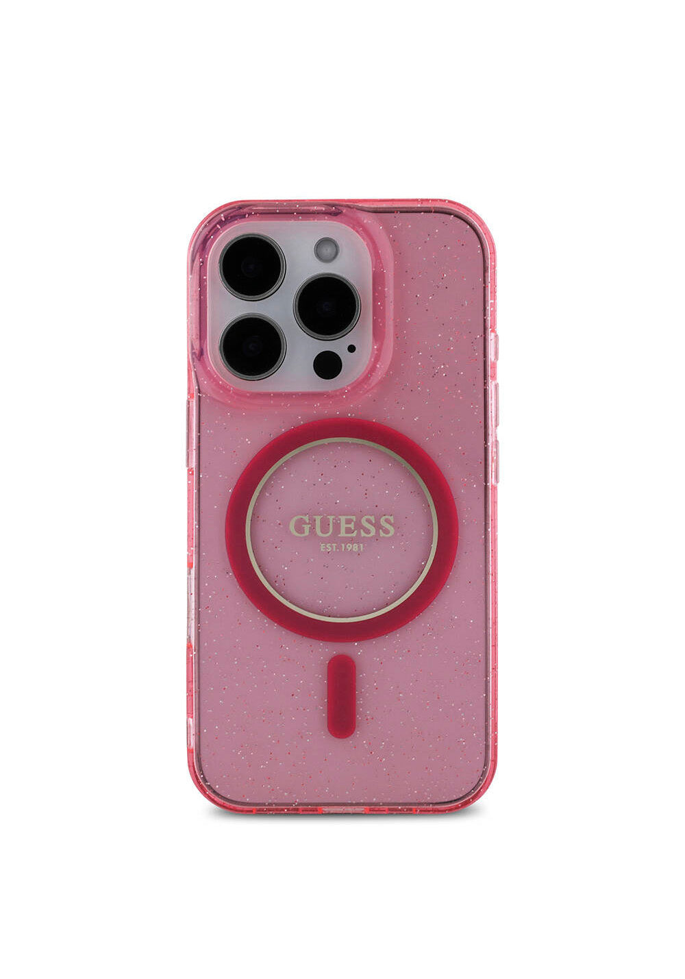 Apple iPhone 16 Pro Max Kılıf Guess Orijinal Lisanslı Manyetik Şarj Uyumlu Simli Silikon İnci Bileklikli Kapak