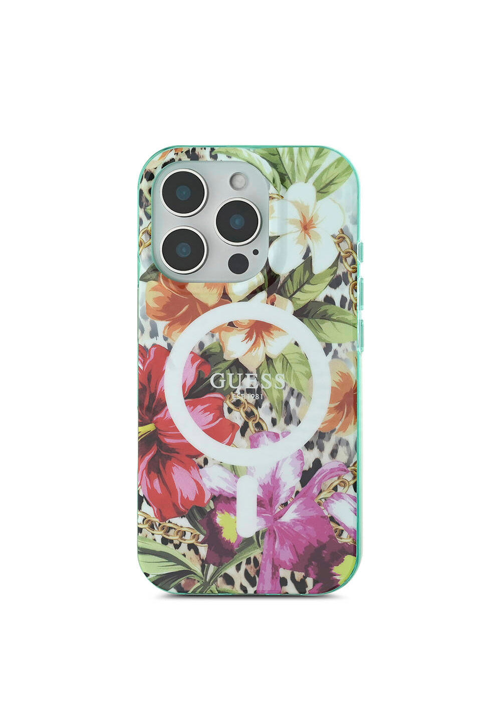 Apple iPhone 16 Pro Kılıf Guess Orijinal Lisanslı Manyetik Şarj Uyumlu IML Baskılı Jungle Ring Kapak