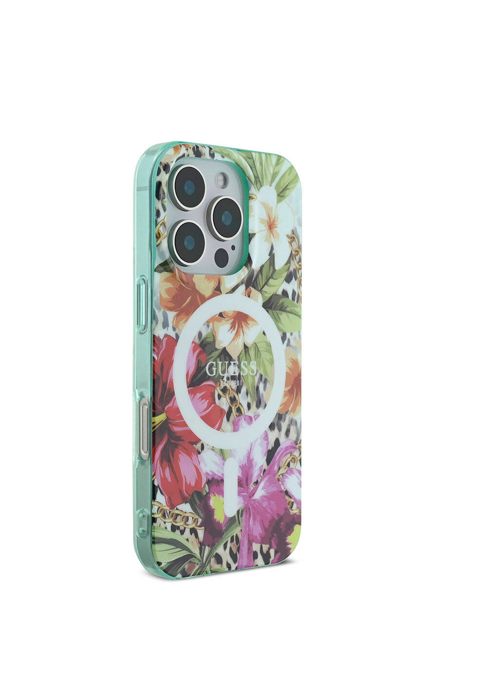 Apple iPhone 16 Pro Kılıf Guess Orijinal Lisanslı Manyetik Şarj Uyumlu IML Baskılı Jungle Ring Kapak