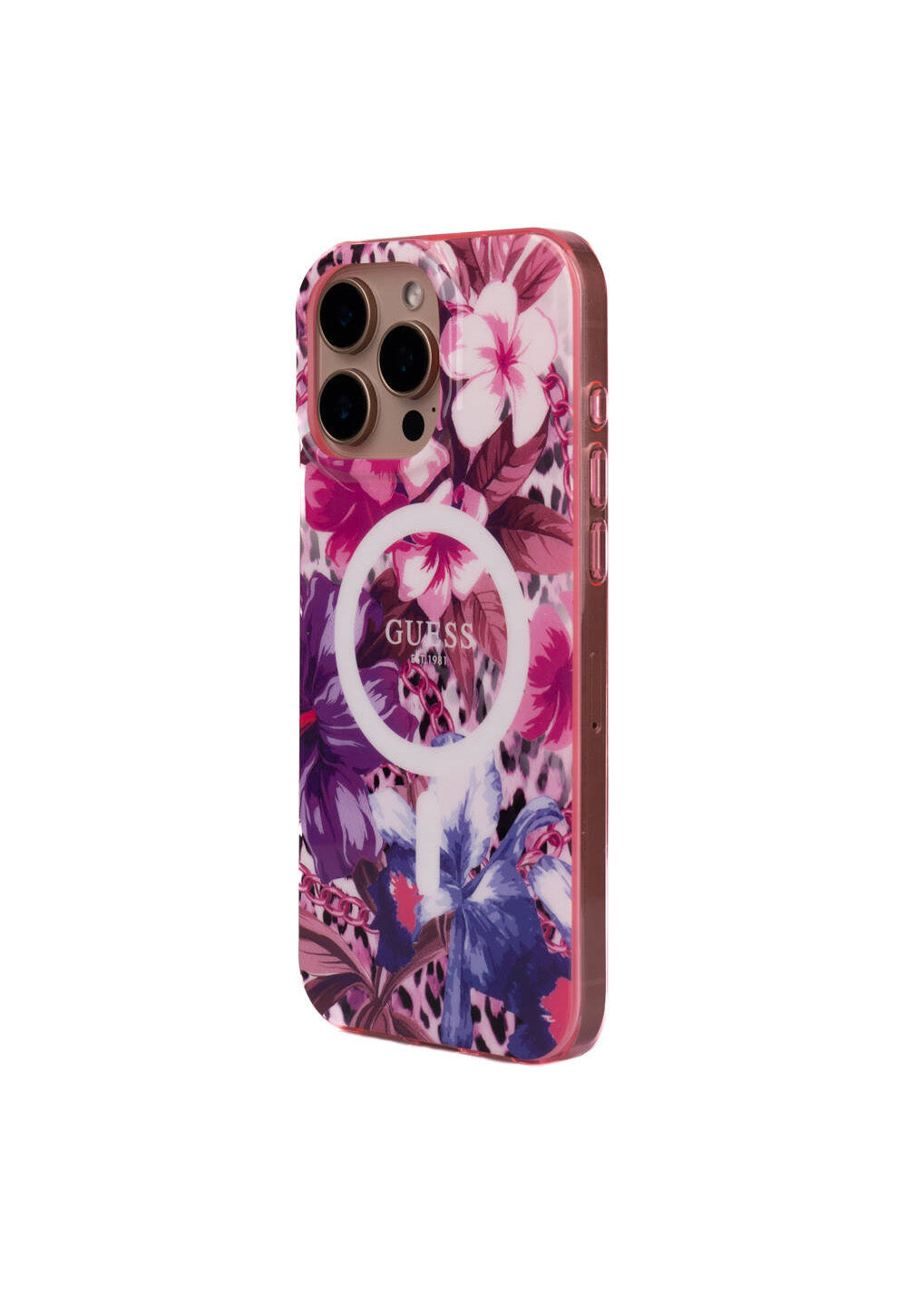 Apple iPhone 16 Pro Kılıf Guess Orijinal Lisanslı Manyetik Şarj Uyumlu IML Baskılı Jungle Ring Kapak