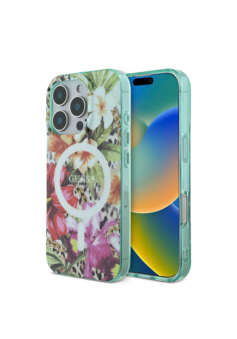 Apple iPhone 16 Pro Max Kılıf Guess Orijinal Lisanslı Manyetik Şarj Uyumlu IML Baskılı Jungle Ring Kapak