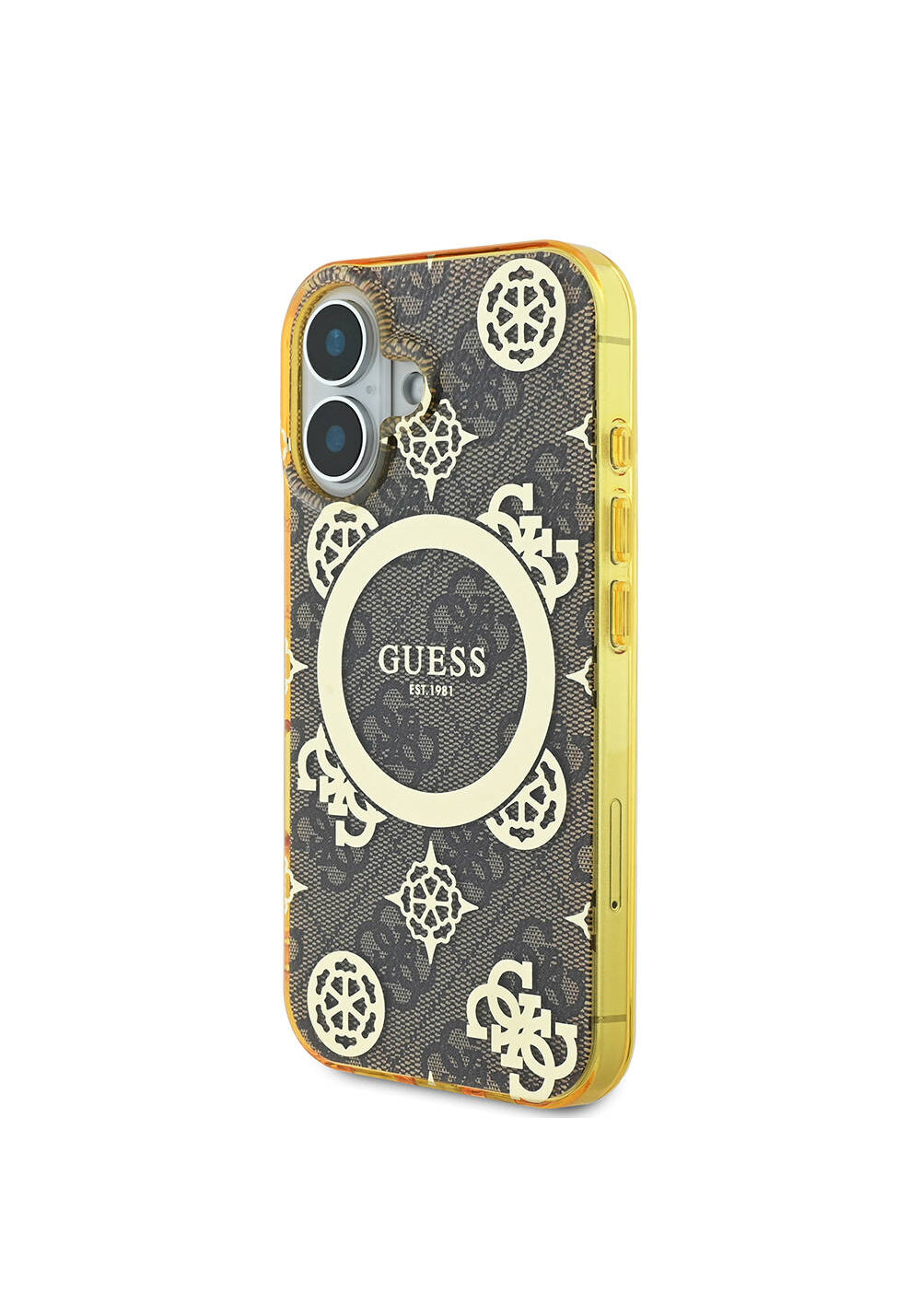 Apple iPhone 16 Kılıf Guess Orijinal Lisanslı Manyetik Şarj Uyumlu 4G Desenli IML Yazı Logolu Peony Kapak