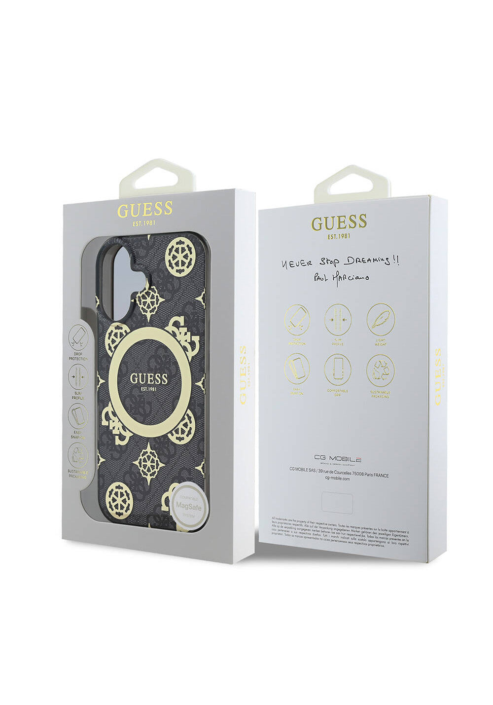 Apple iPhone 16 Kılıf Guess Orijinal Lisanslı Manyetik Şarj Uyumlu 4G Desenli IML Yazı Logolu Peony Kapak