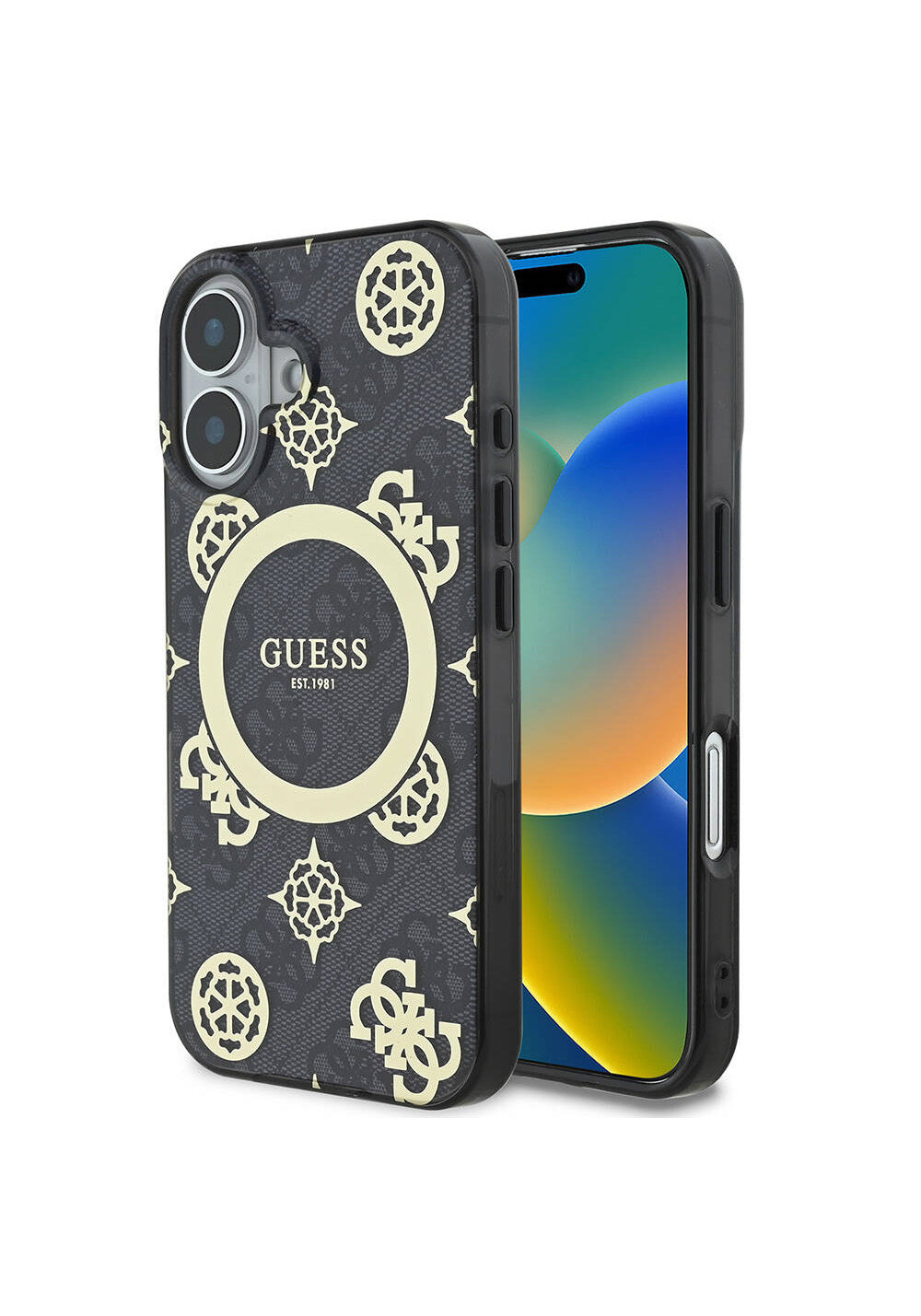 Apple iPhone 16 Plus Kılıf Guess Orijinal Lisanslı Manyetik Şarj Uyumlu 4G Desenli IML Yazı Logolu Peony Kapak