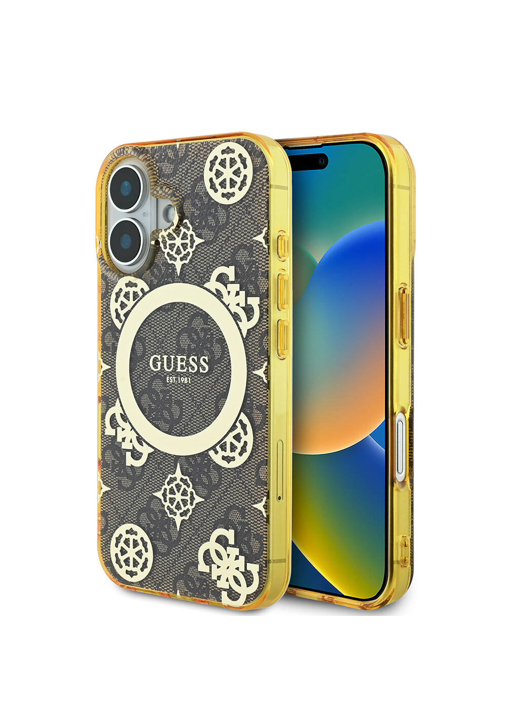 Apple iPhone 16 Plus Kılıf Guess Orijinal Lisanslı Manyetik Şarj Uyumlu 4G Desenli IML Yazı Logolu Peony Kapak
