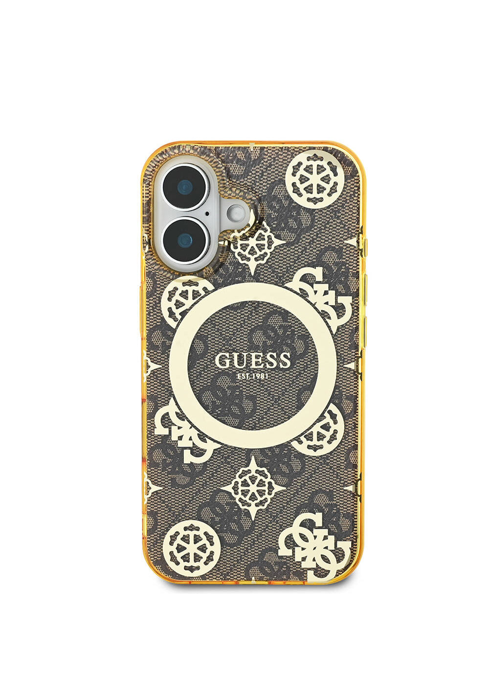 Apple iPhone 16 Plus Kılıf Guess Orijinal Lisanslı Manyetik Şarj Uyumlu 4G Desenli IML Yazı Logolu Peony Kapak