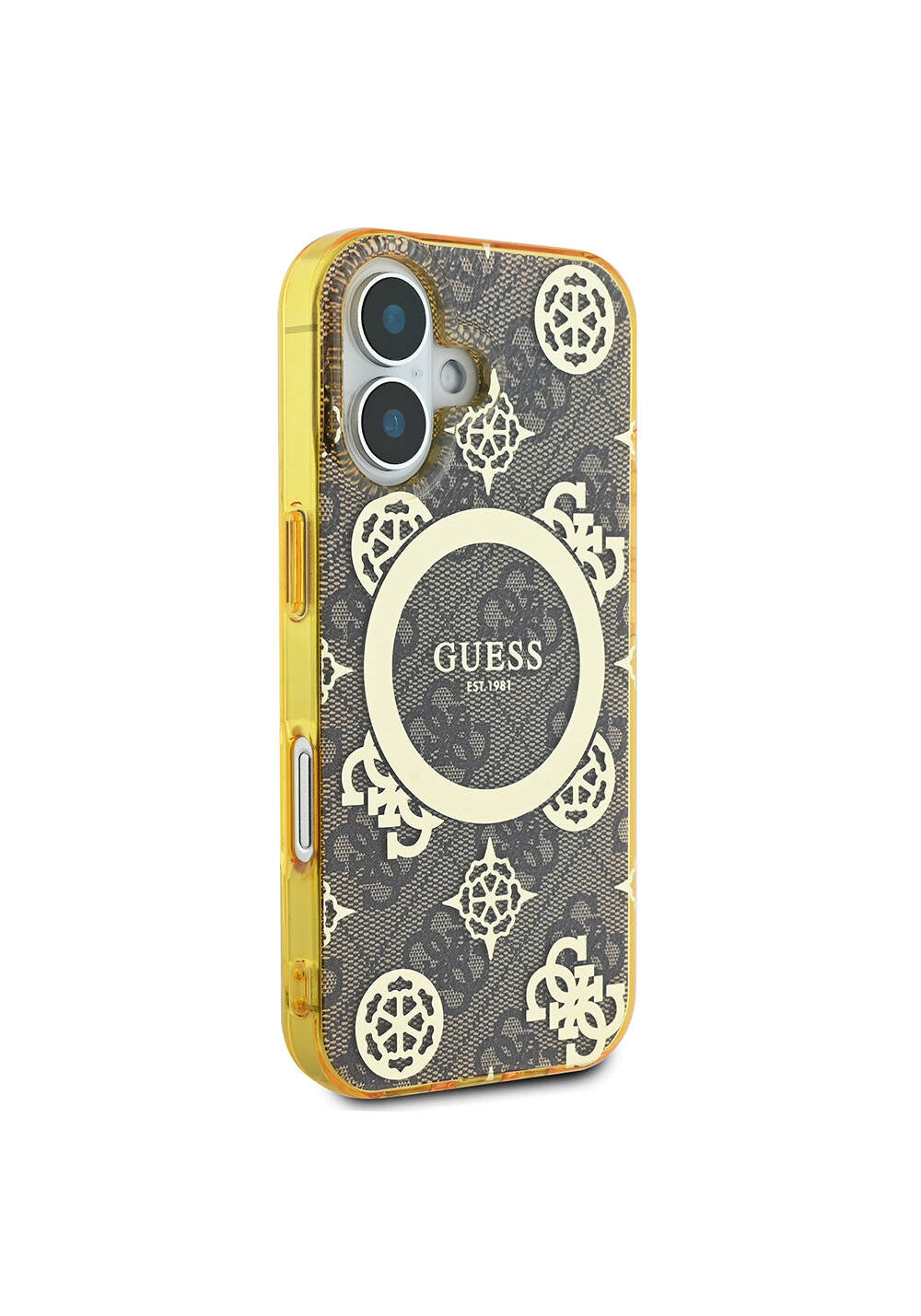 Apple iPhone 16 Plus Kılıf Guess Orijinal Lisanslı Manyetik Şarj Uyumlu 4G Desenli IML Yazı Logolu Peony Kapak